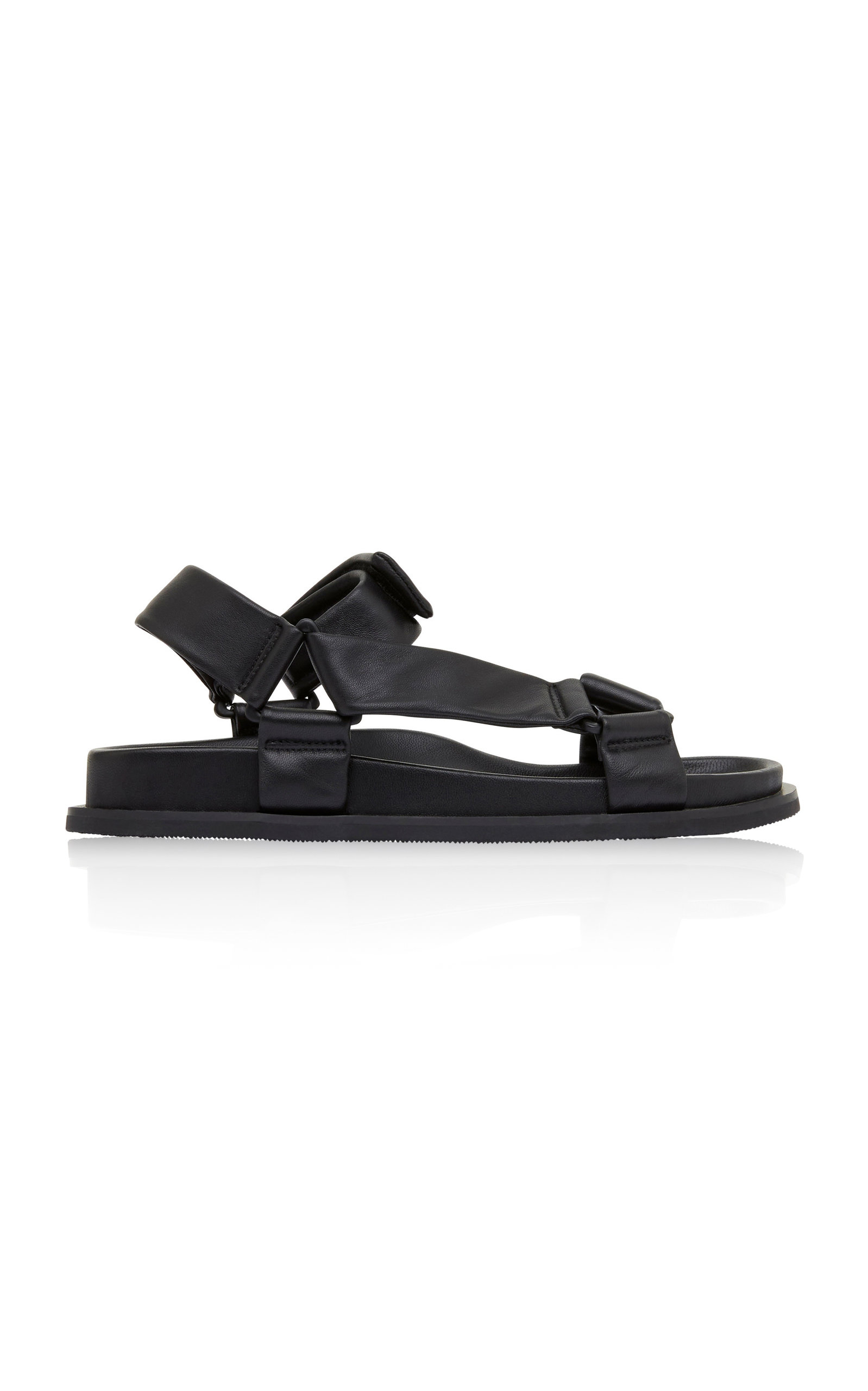 St. Agni Women s Padded Sportsu Leather Sandals In Black ivory