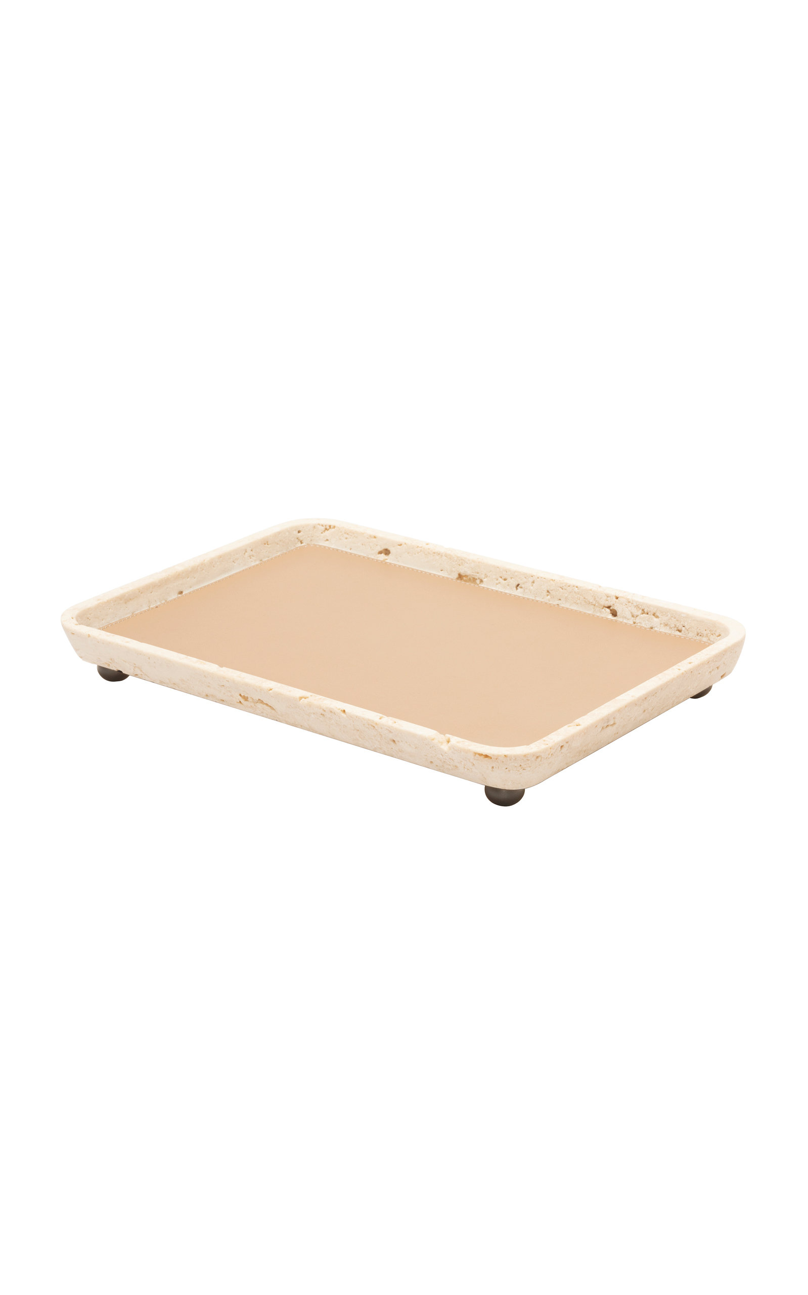 Shop Giobagnara Large Monza Leather; Marble Valet Trays In Ivory