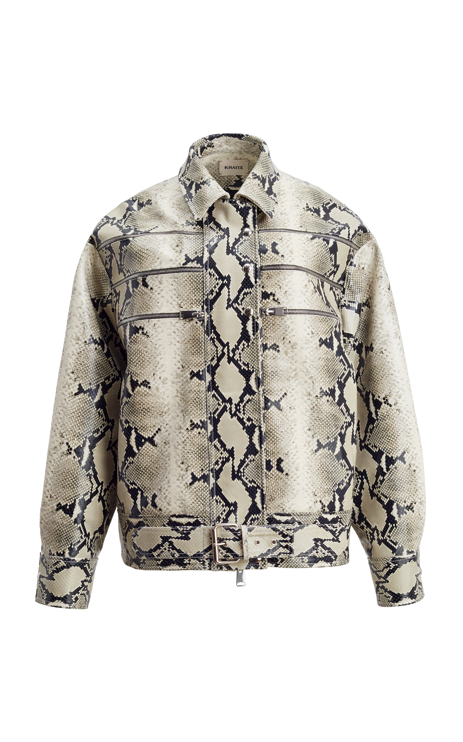 KHAITE TANIA SNAKE-EFFECT LEATHER BOMBER JACKET