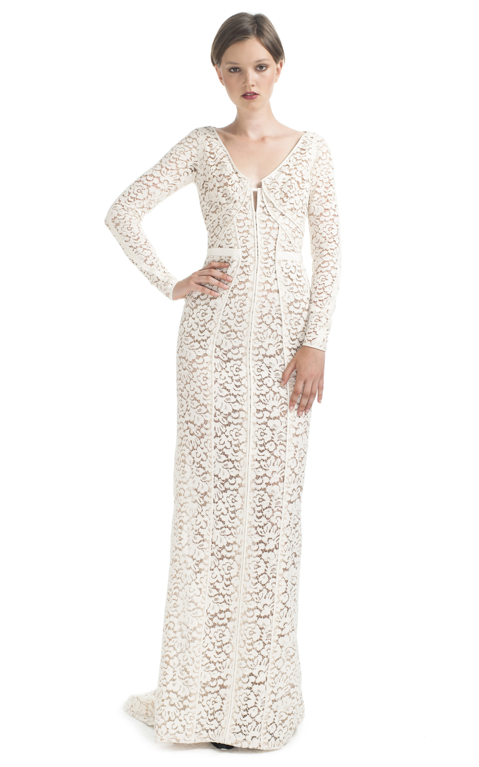 long sleeve lace evening gown