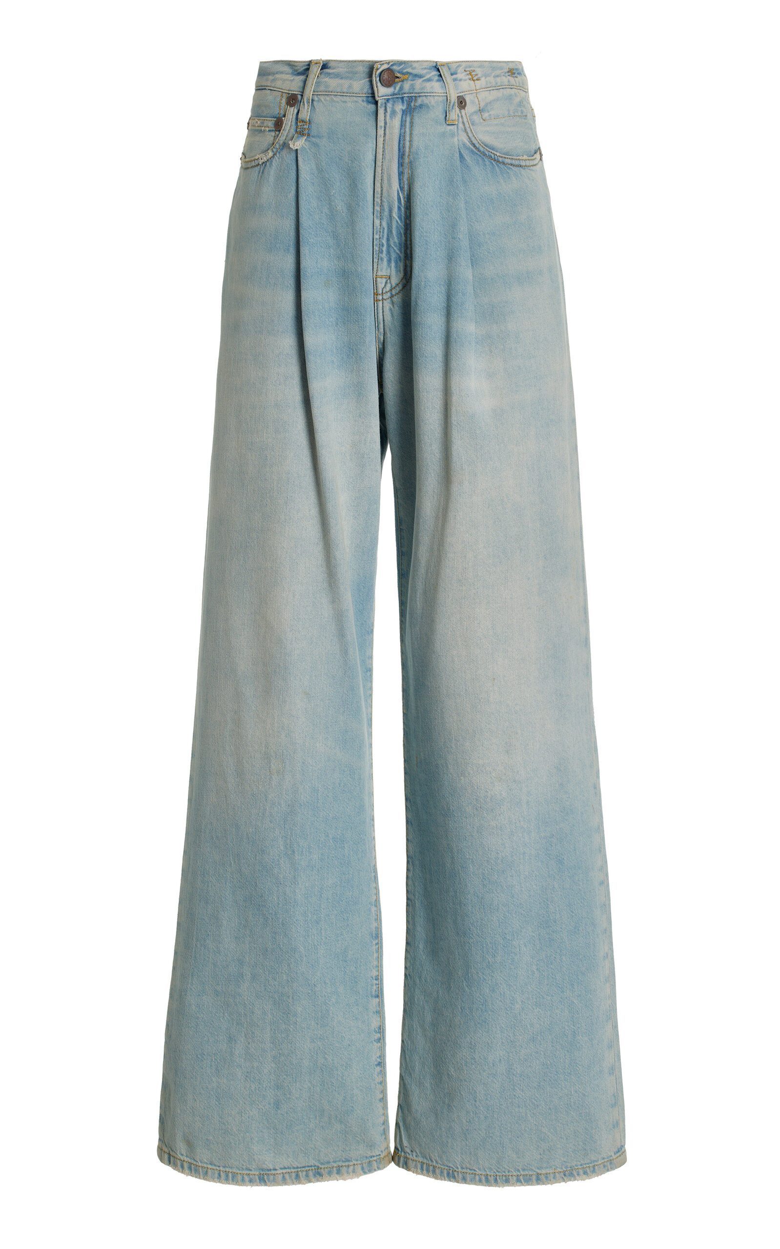 R13 Blue Damon Pleated Wide-leg Jeans In Light Wash | ModeSens