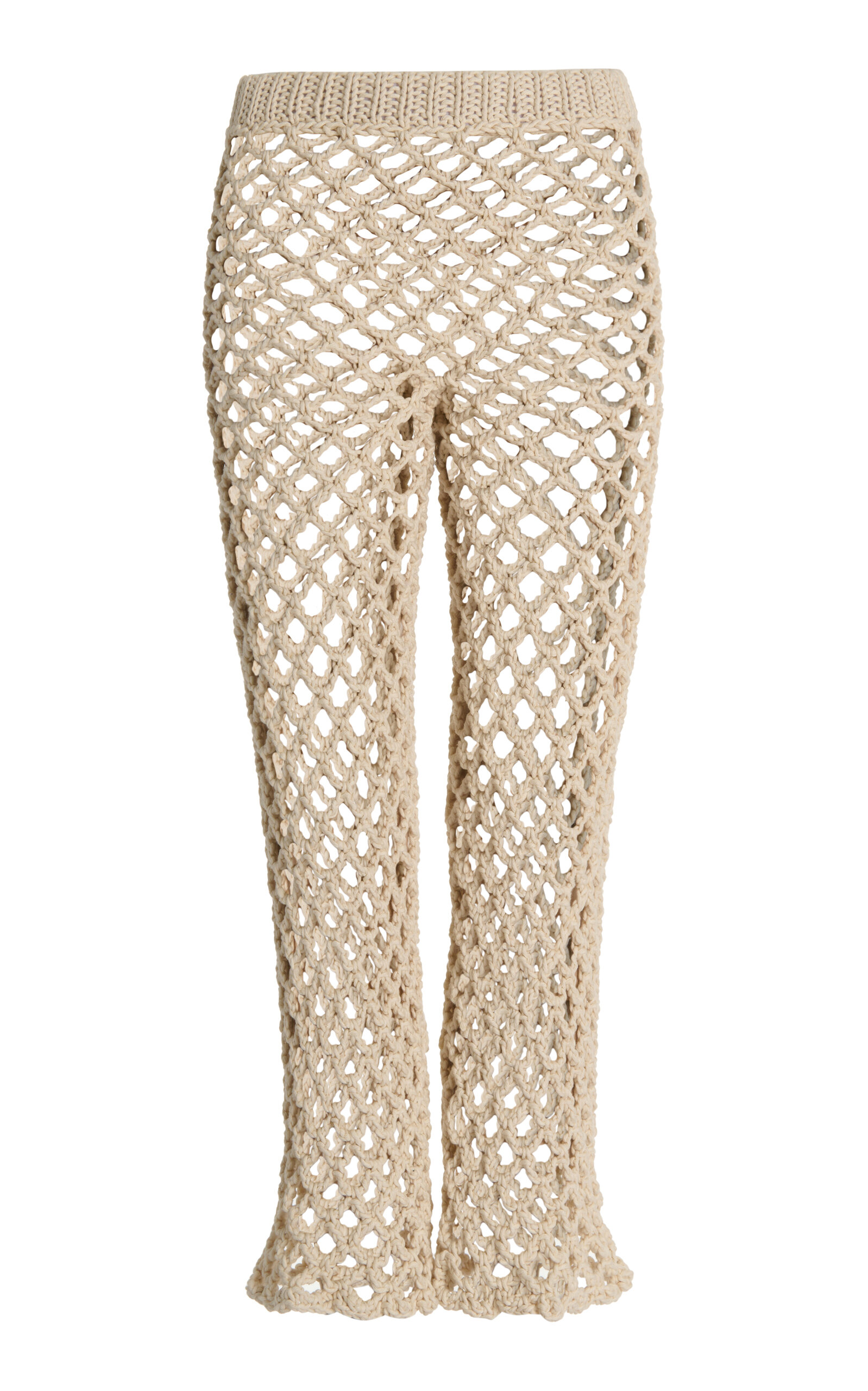 Nia Thomas Exclusive Simone Cropped Crochet Cotton Trousers In Ivory