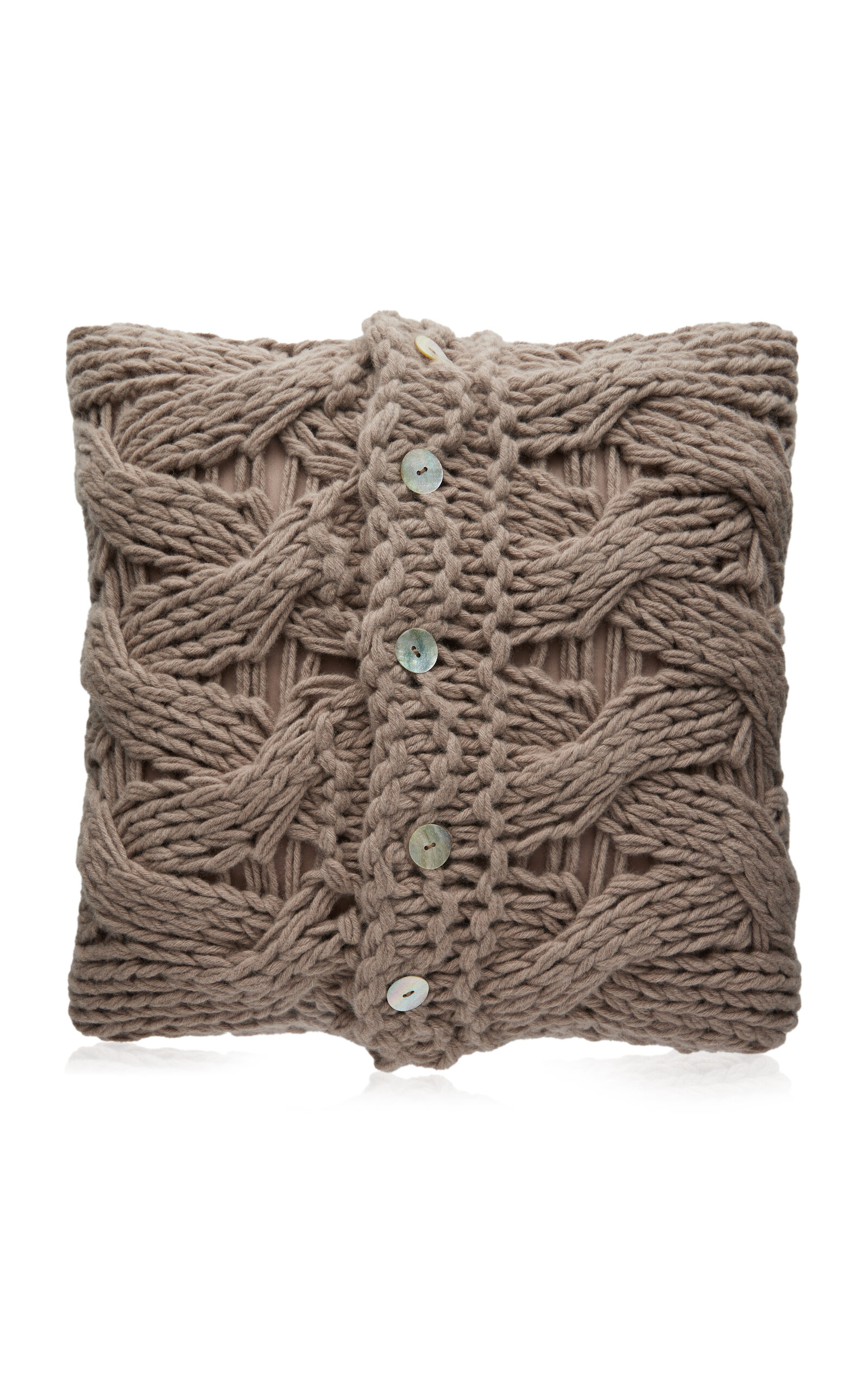 Claudia Barbari Hand-knit Wool Cushion In Grey