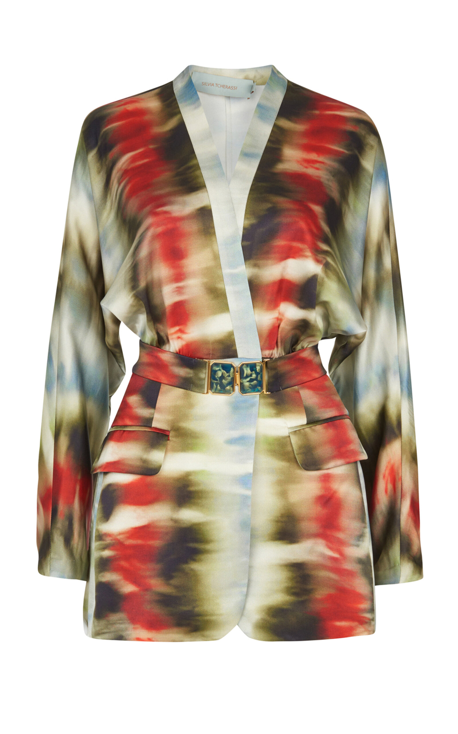 Silvia Tcherassi Yarah marble-pattern belted blazer - Pink