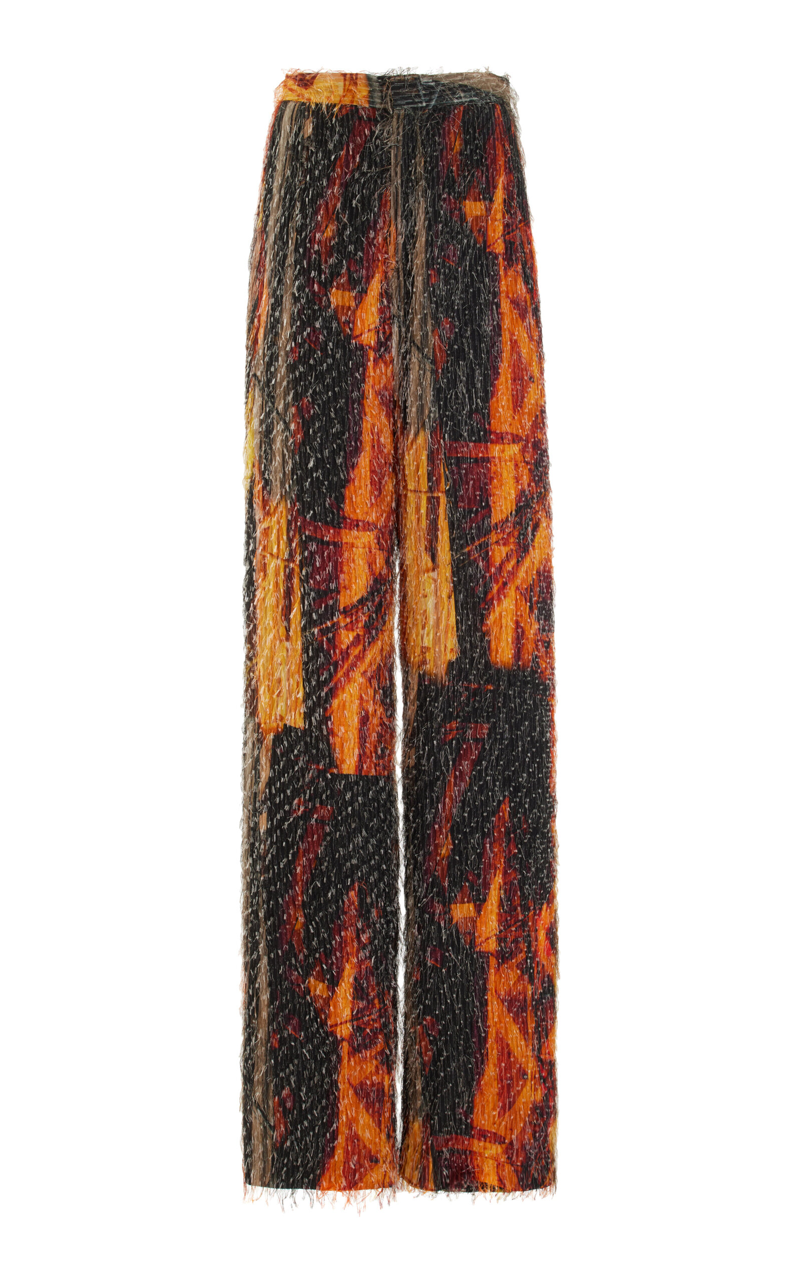 Shop Lapointe Jacquard Fringe High-waisted Straight-leg Pants In Multi