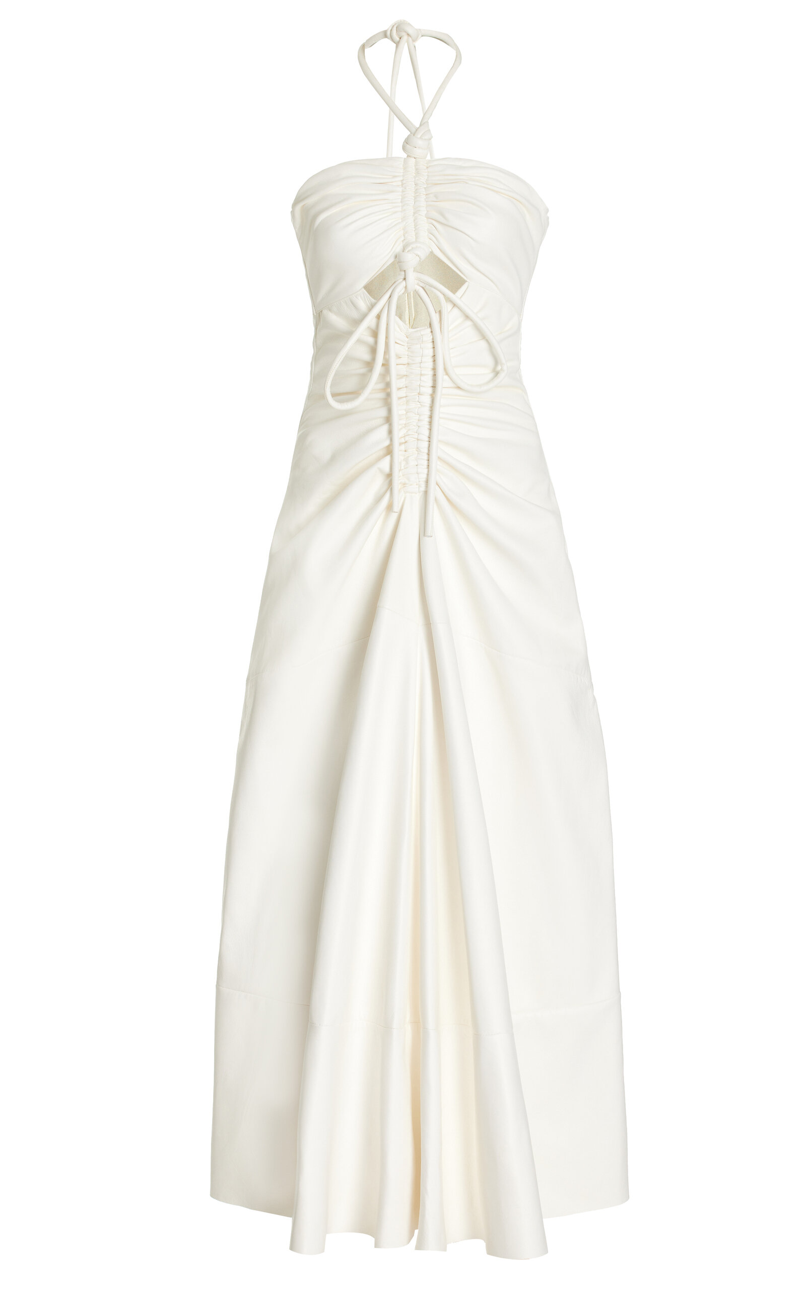 White Leather Halter Dress