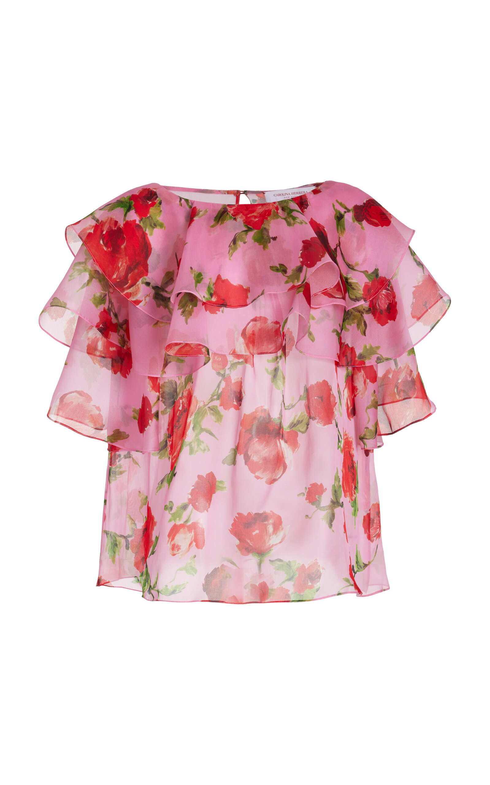 CAROLINA HERRERA SILK ORGANZA RUFFLED TOP