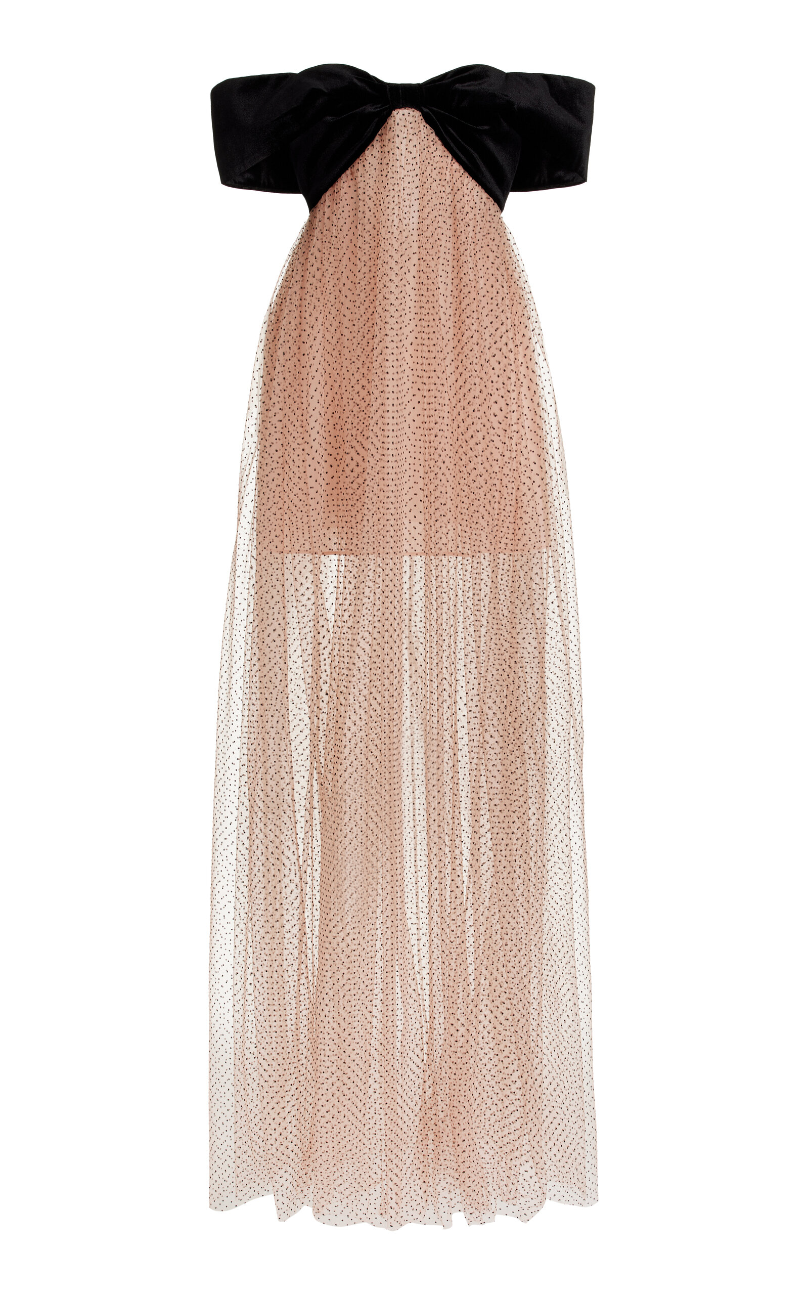 Shop Philosophy Di Lorenzo Serafini Off-the-shoulder Polka-dot Tulle Maxi Dress In Pink