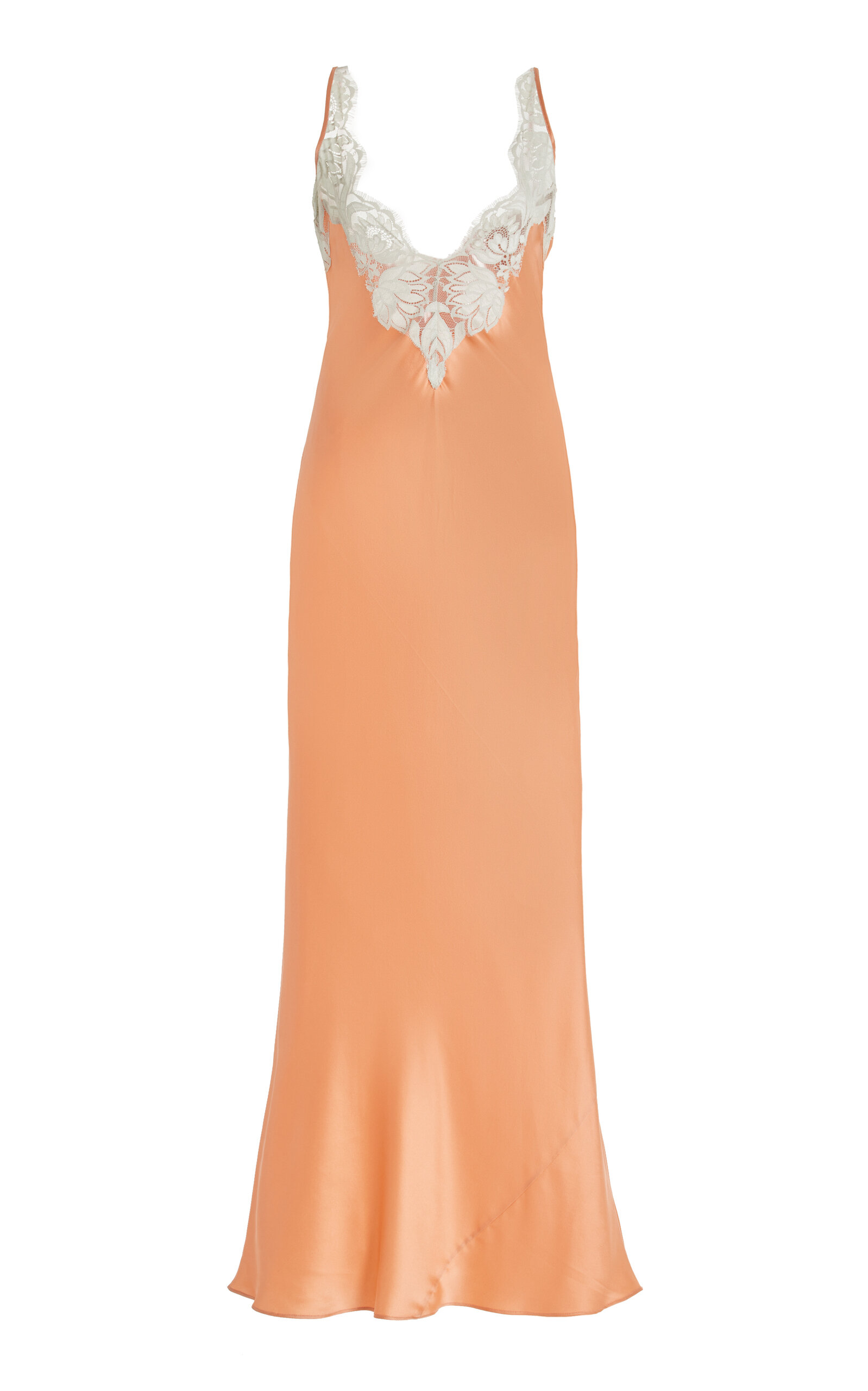 SIR DANSEURS LACE-DETAILED SILK SLIP DRESS