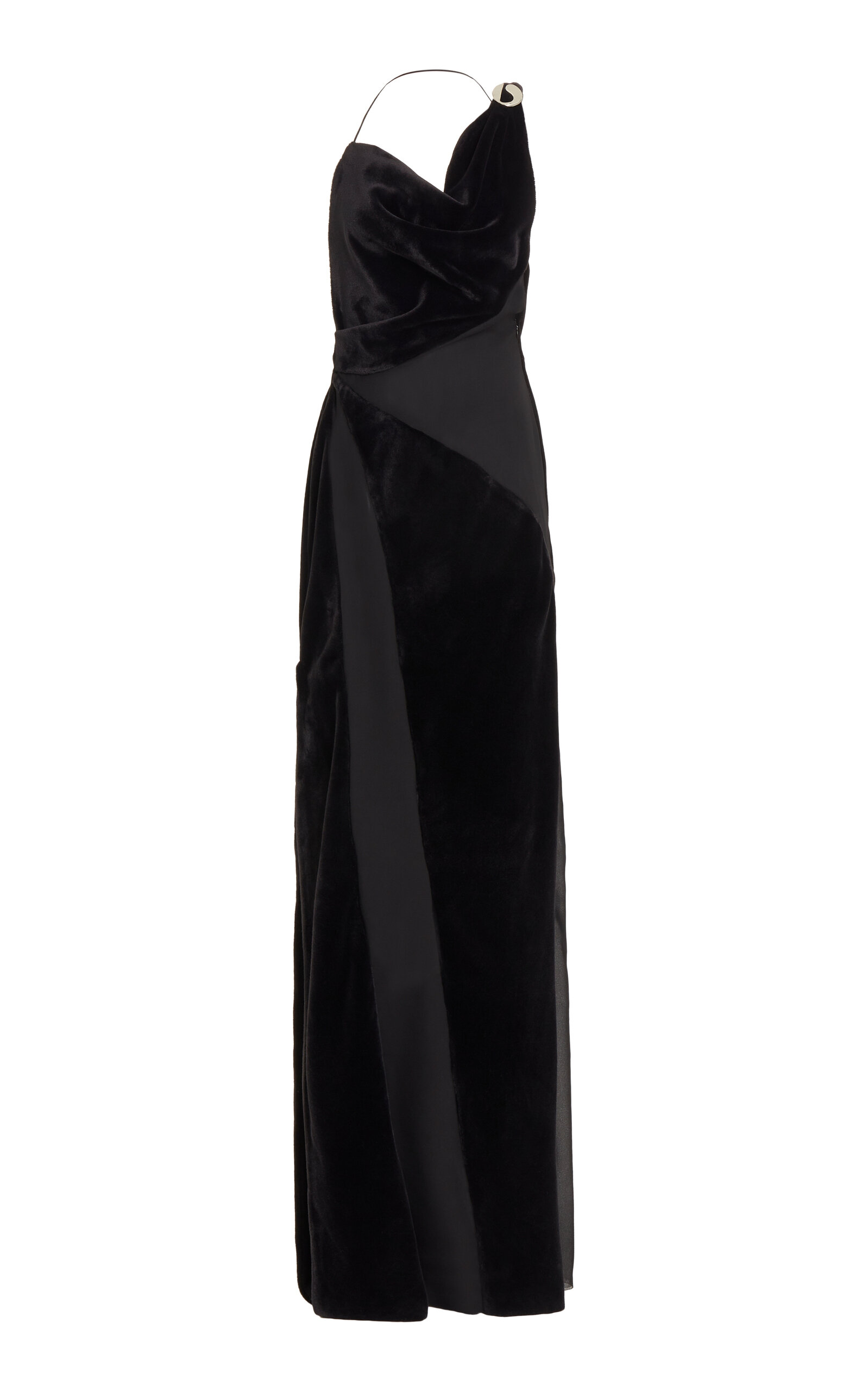 COPERNI ASYMMETRIC MESH-PANELED GOWN