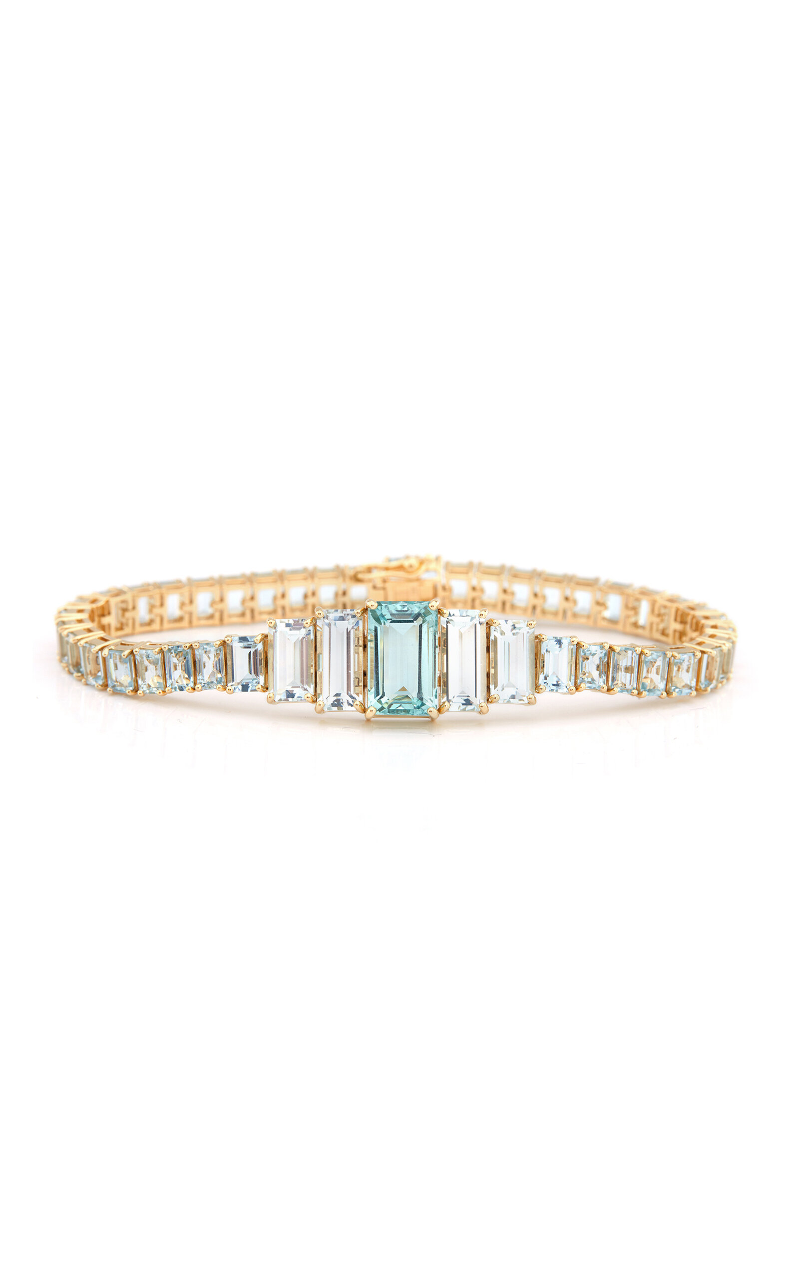 Yi Collection Echo 18k Yellow Gold Aquamarine Bracelet In Blue