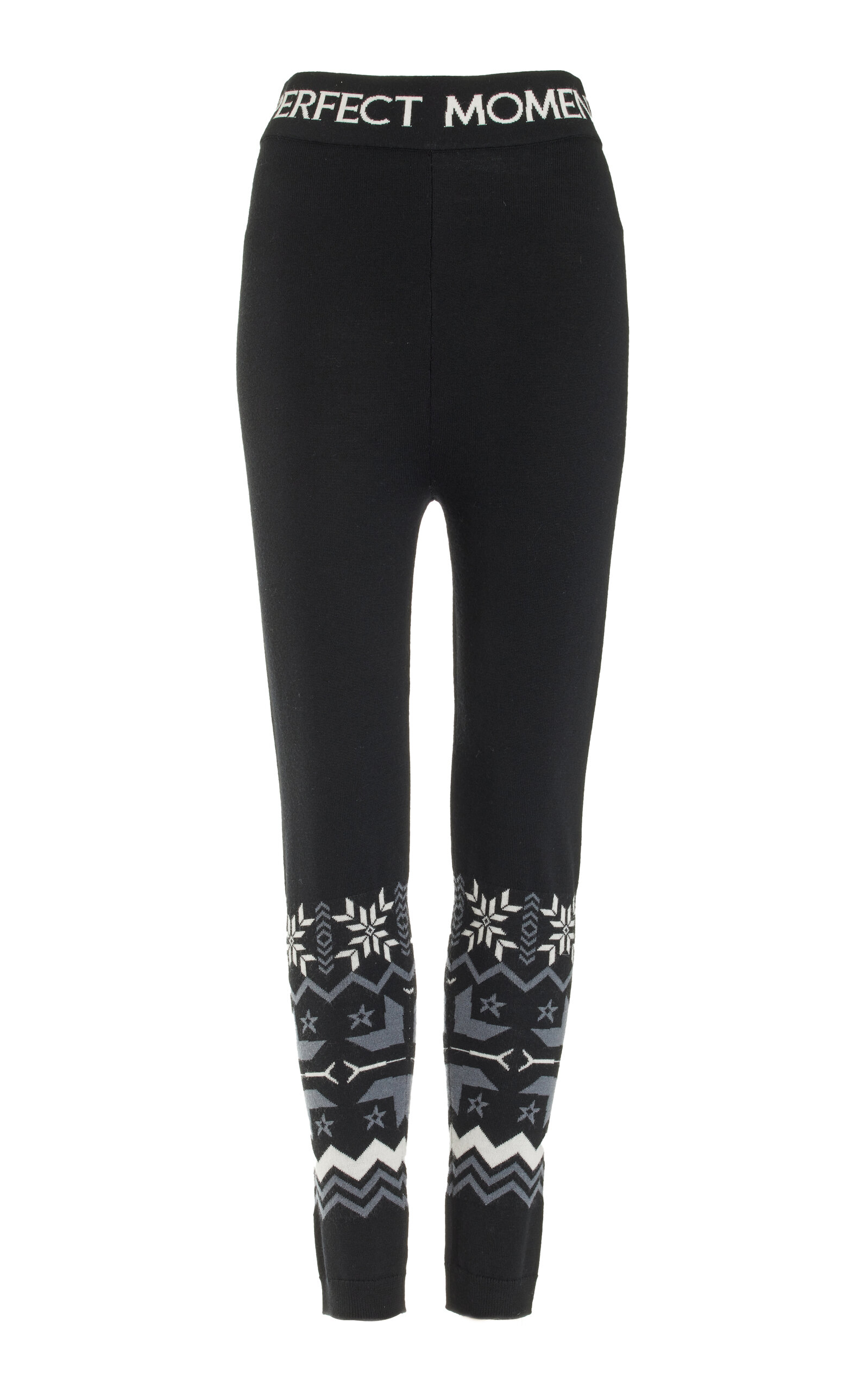 PERFECT MOMENT Stirrup ski pants AURORA in leather look in black