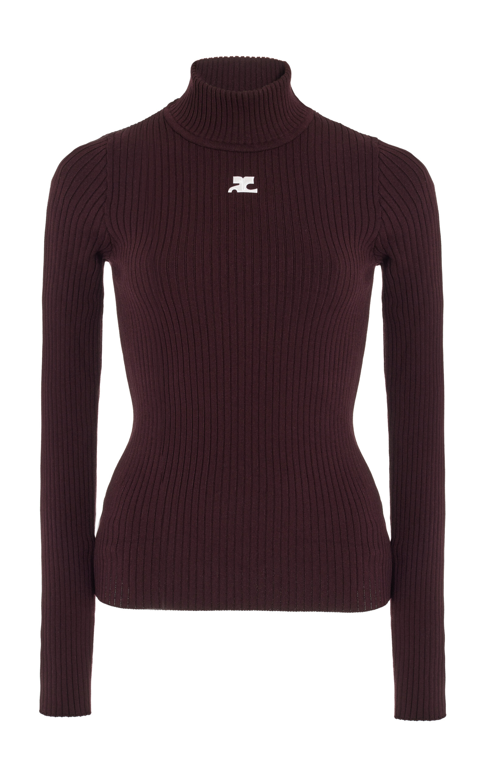 Courrèges Re-edition Ribbed-knit Sweater In Burgundy