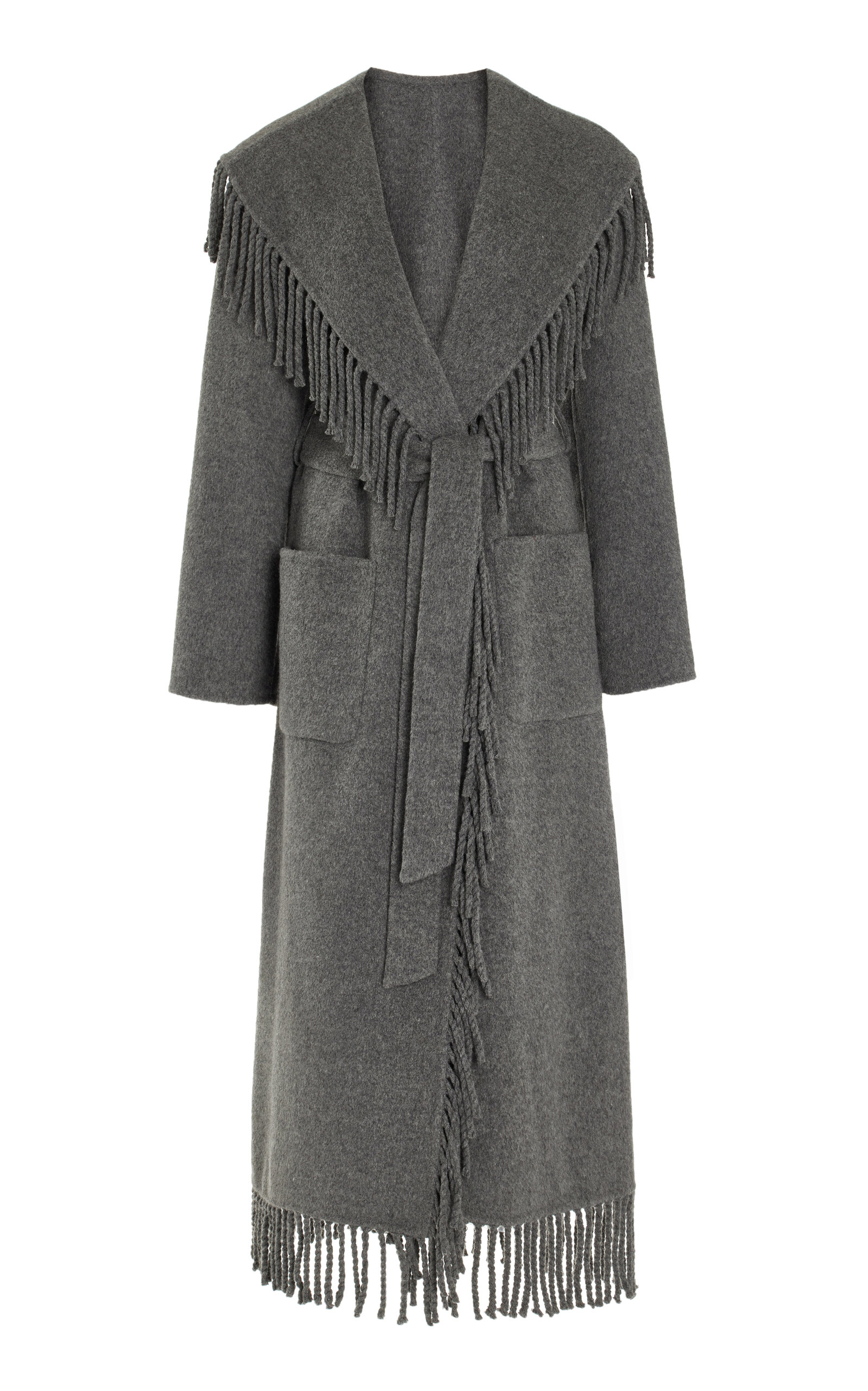 Simkhai Women's Carrie Fringed Robe Coat In Grey | ModeSens