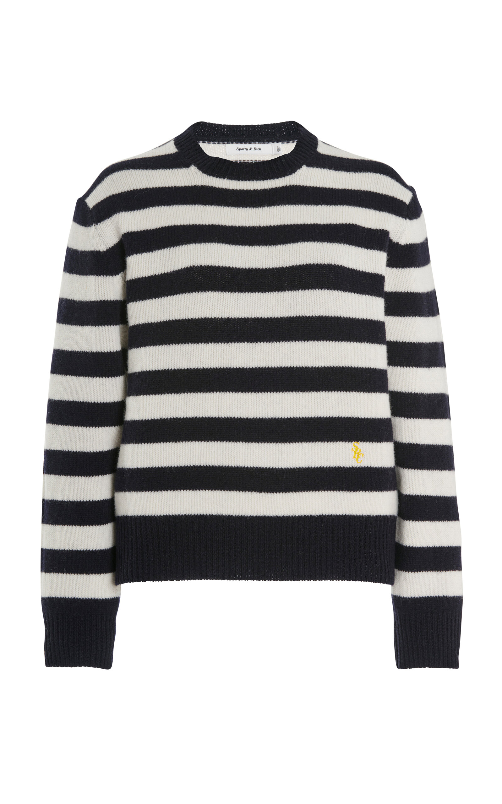 Sporty And Rich Striped Wool Sweater In Navy