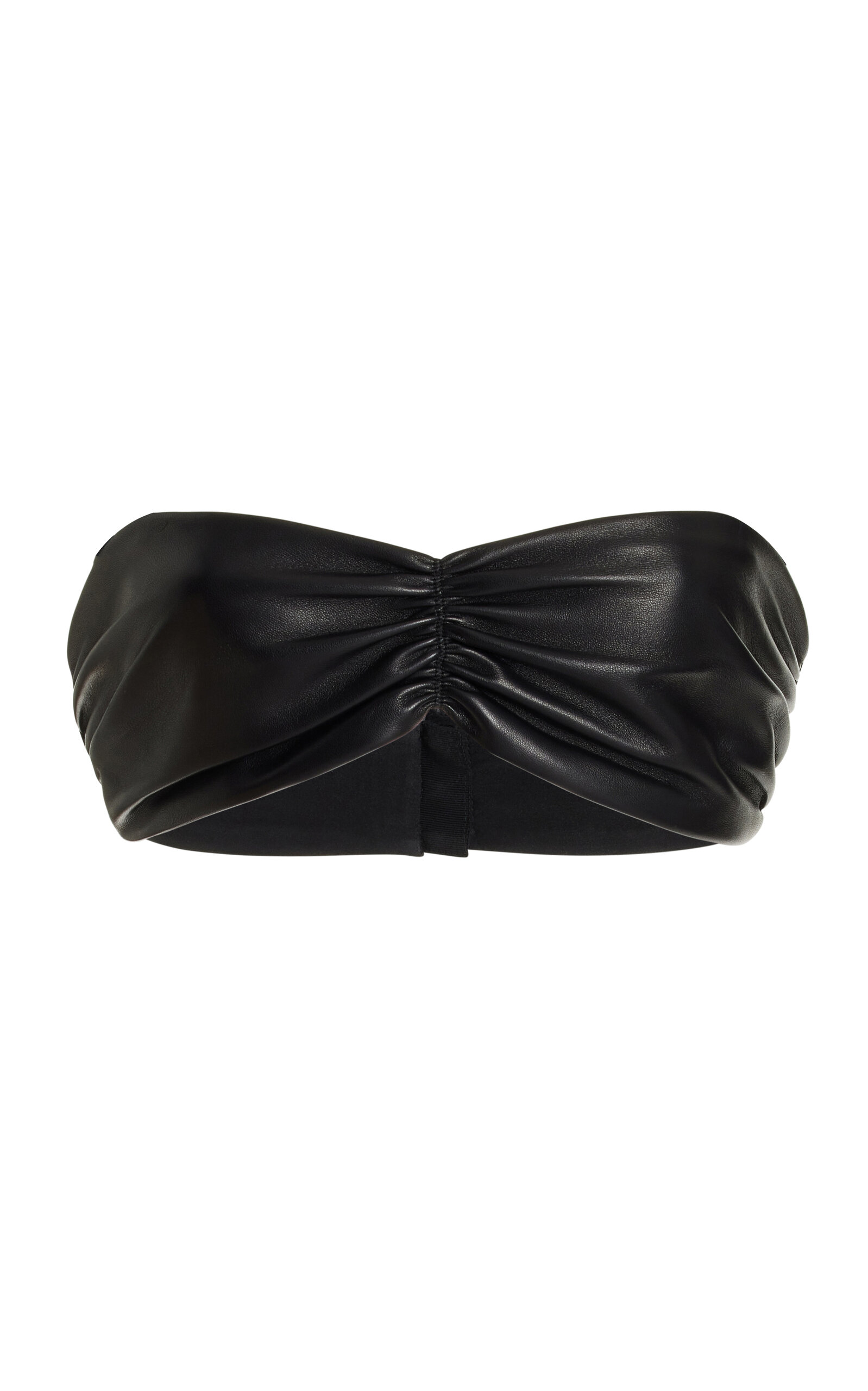 Brandon Maxwell Barbara Leather Bra Top In Black