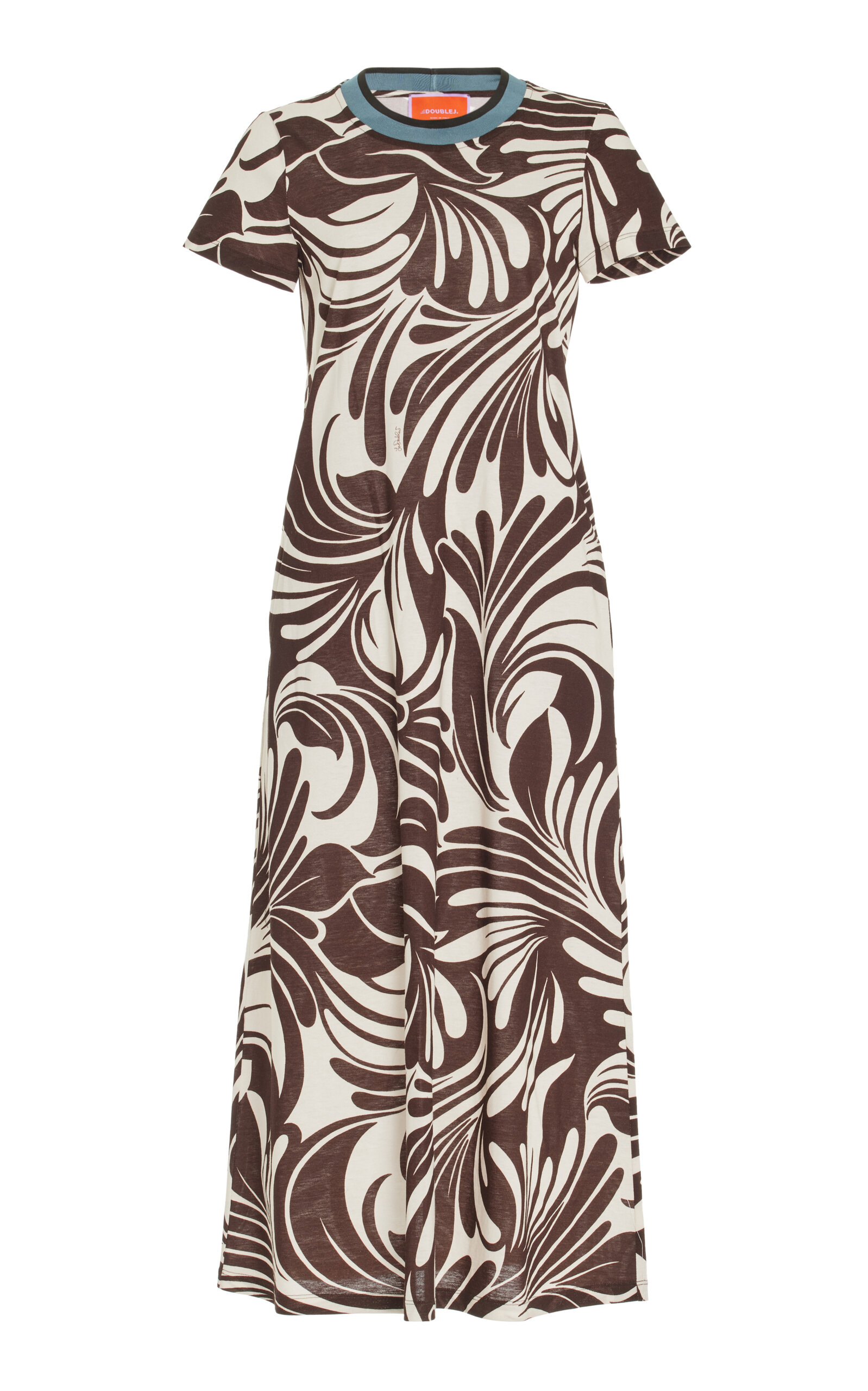 LA DOUBLEJ SPORTY SWING PRINTED COTTON JERSEY MIDI DRESS