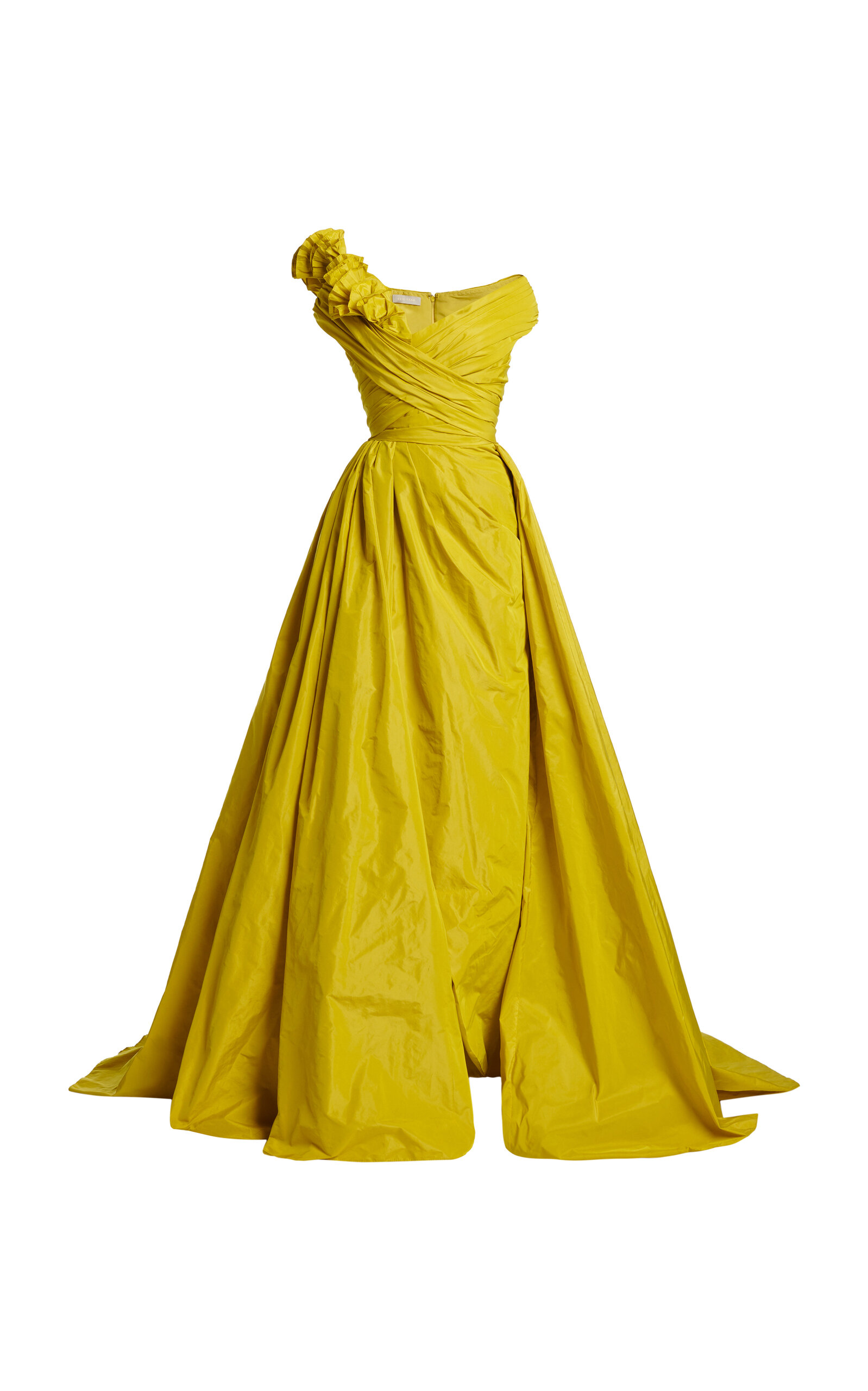 Elie Saab Draped Taffeta Gown In Yellow | ModeSens