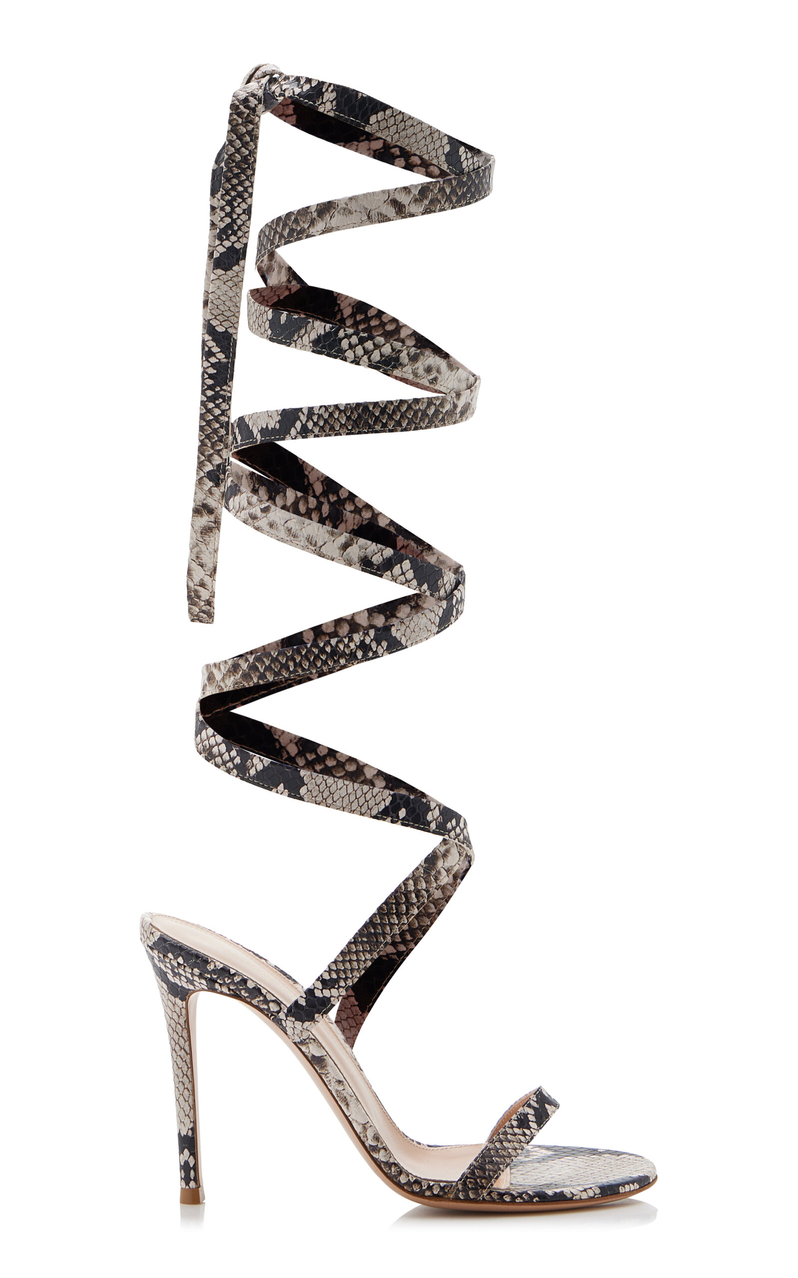 Gianvito Rossi Snake-effect Lace-up Sandals In Animal