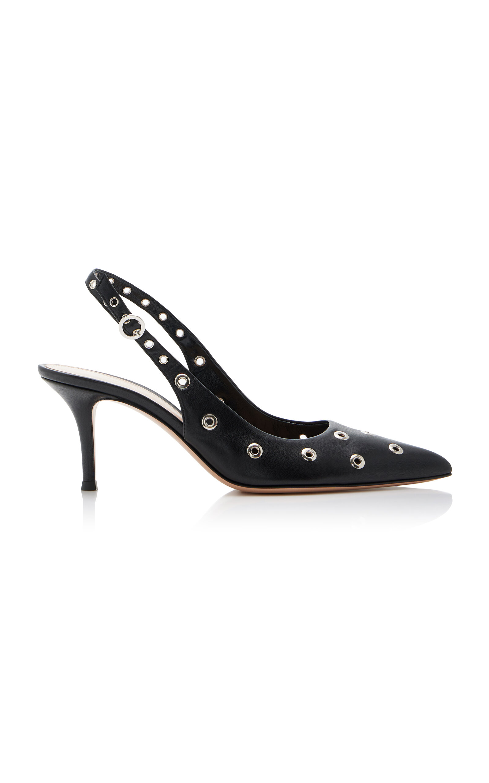 Shop Gianvito Rossi Studded Leather Slingback Pumps In Black