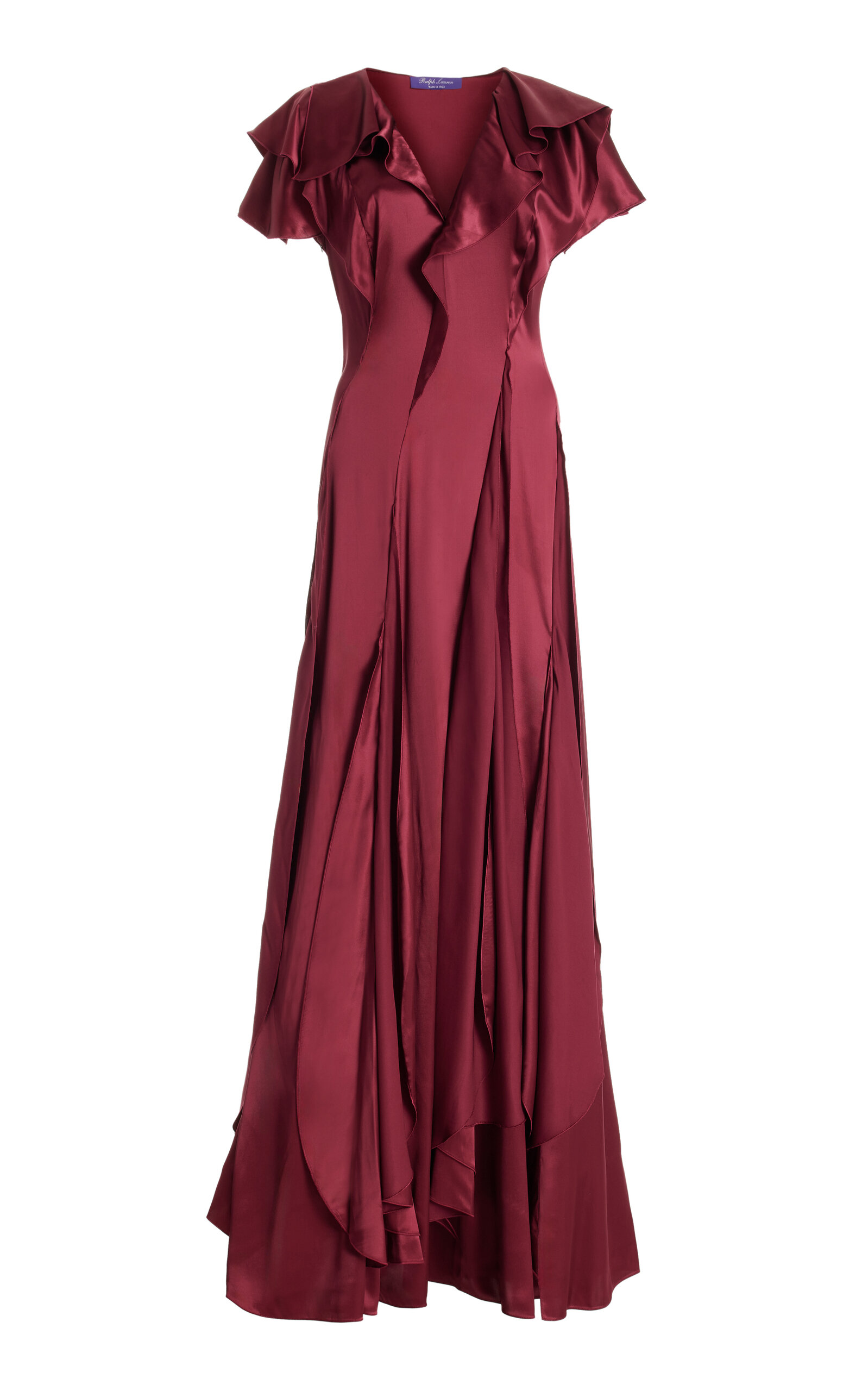 Ralph Lauren Josef Pleated Georgette Gown In Crimson