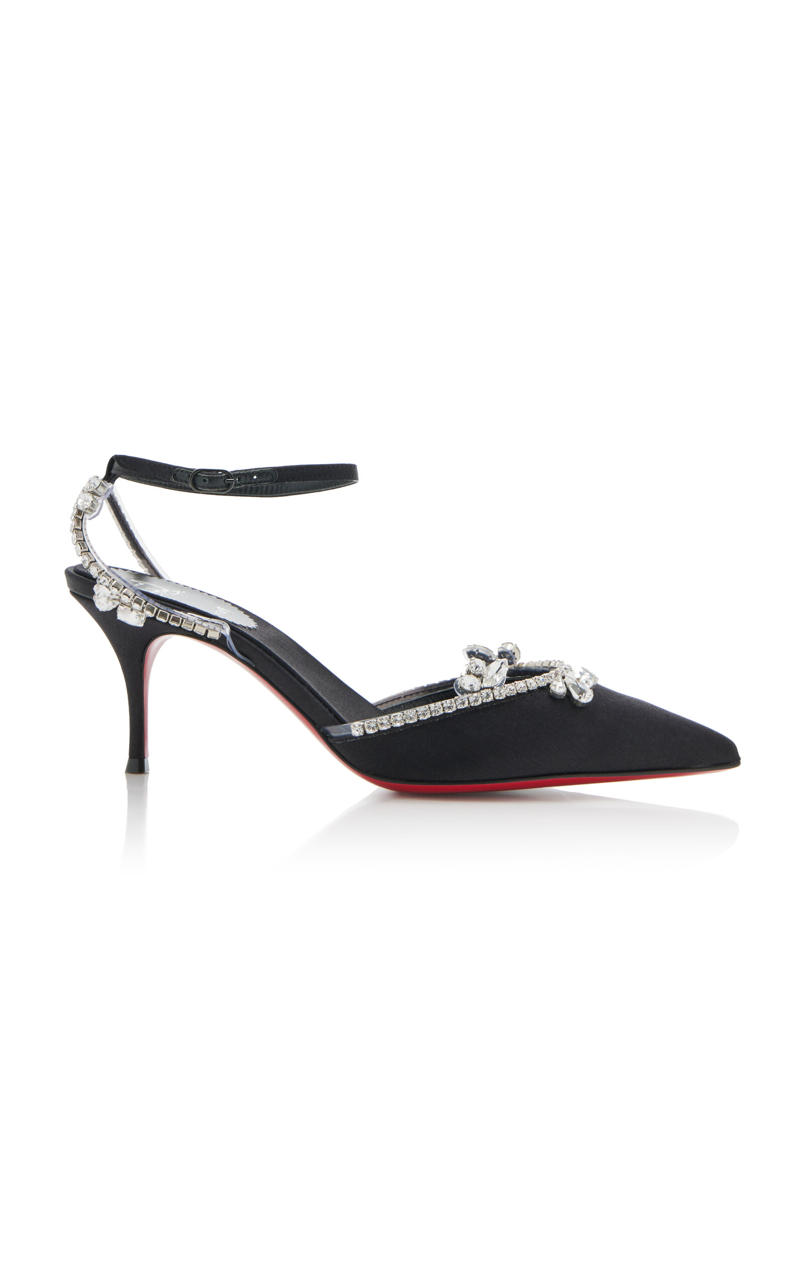Shop Christian Louboutin Marykate Queen Crystal-embellished Crepe Satin Pumps In Black
