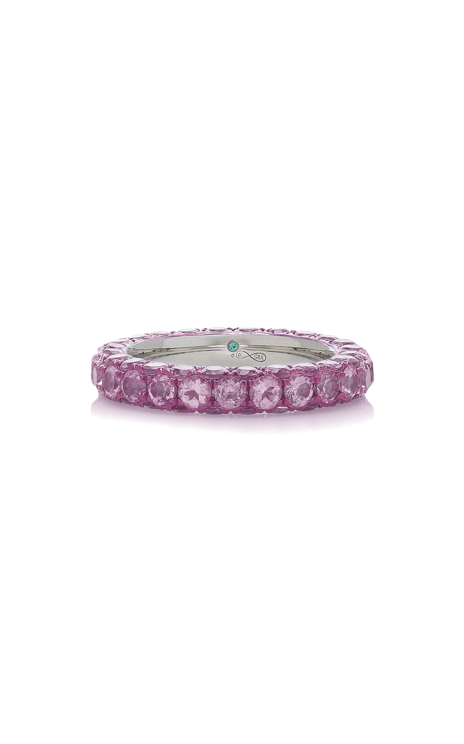 3 Sided Pink-Rhodium Sapphire Ring