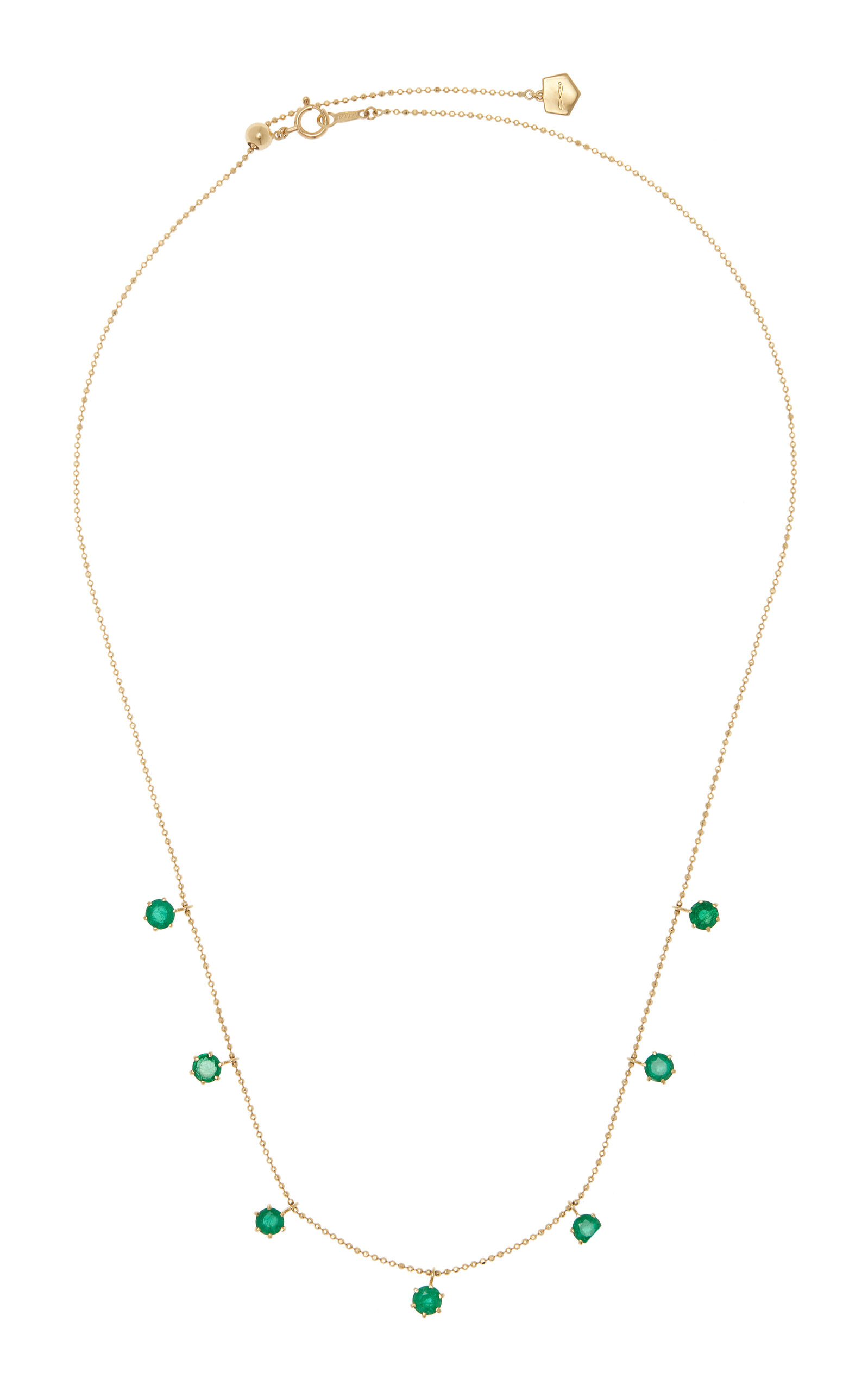 Floating 18K Yellow Gold Emerald Necklace