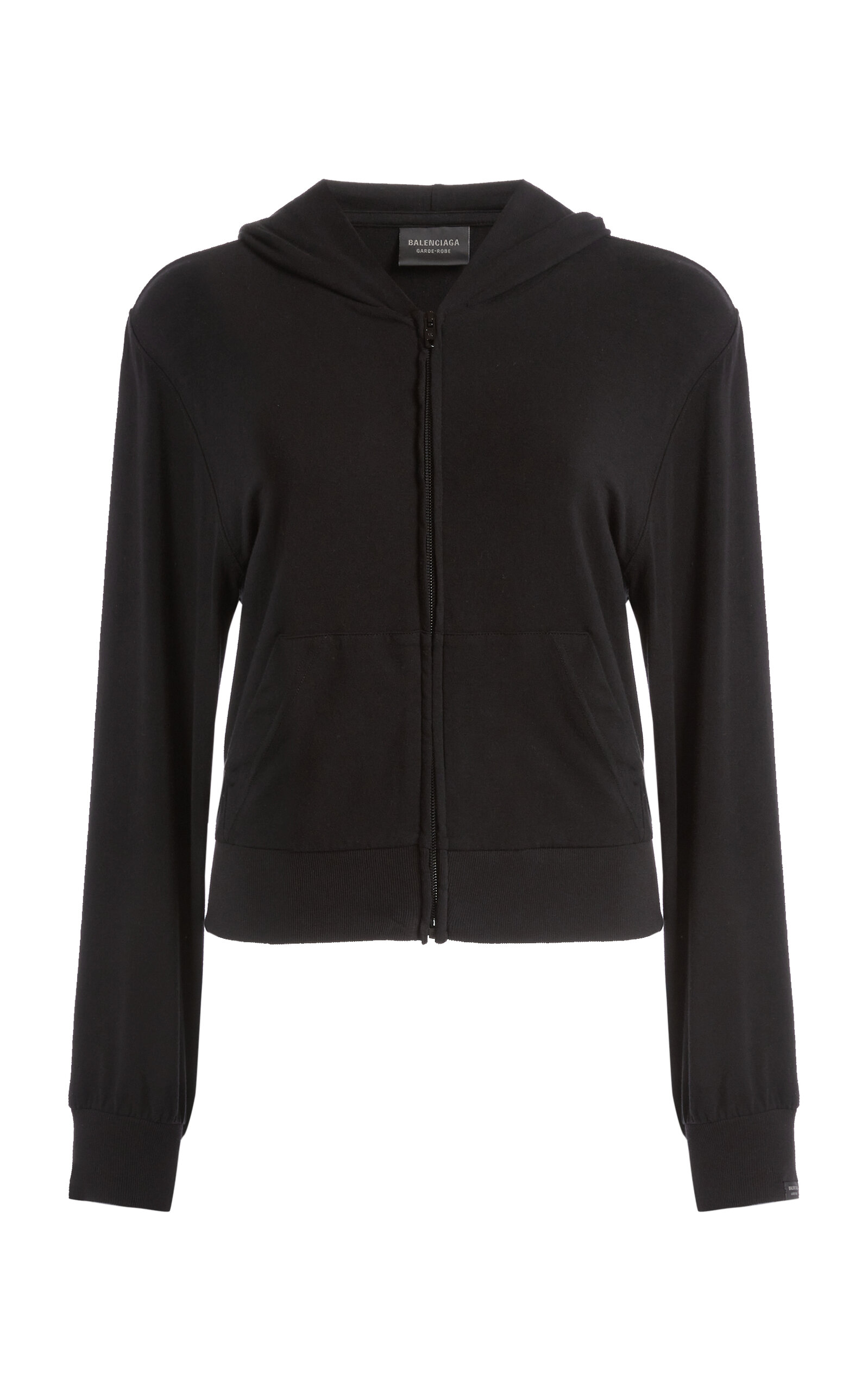 Zip-up Jersey Hoodie In Black