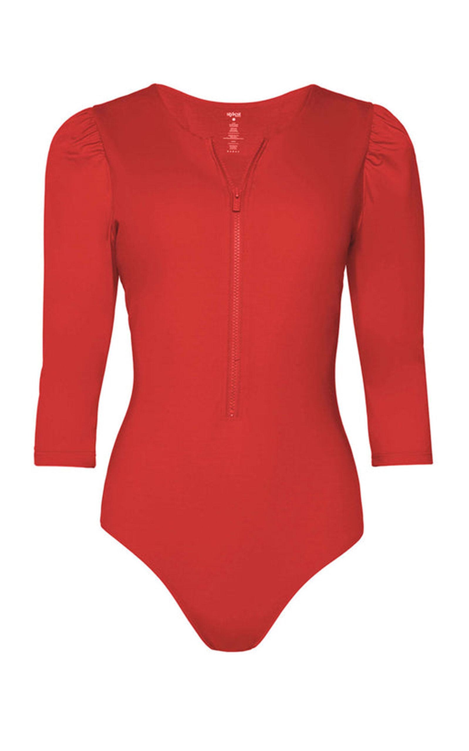 Stylest Sculpting Puff-sleeve Rash Guard In Red