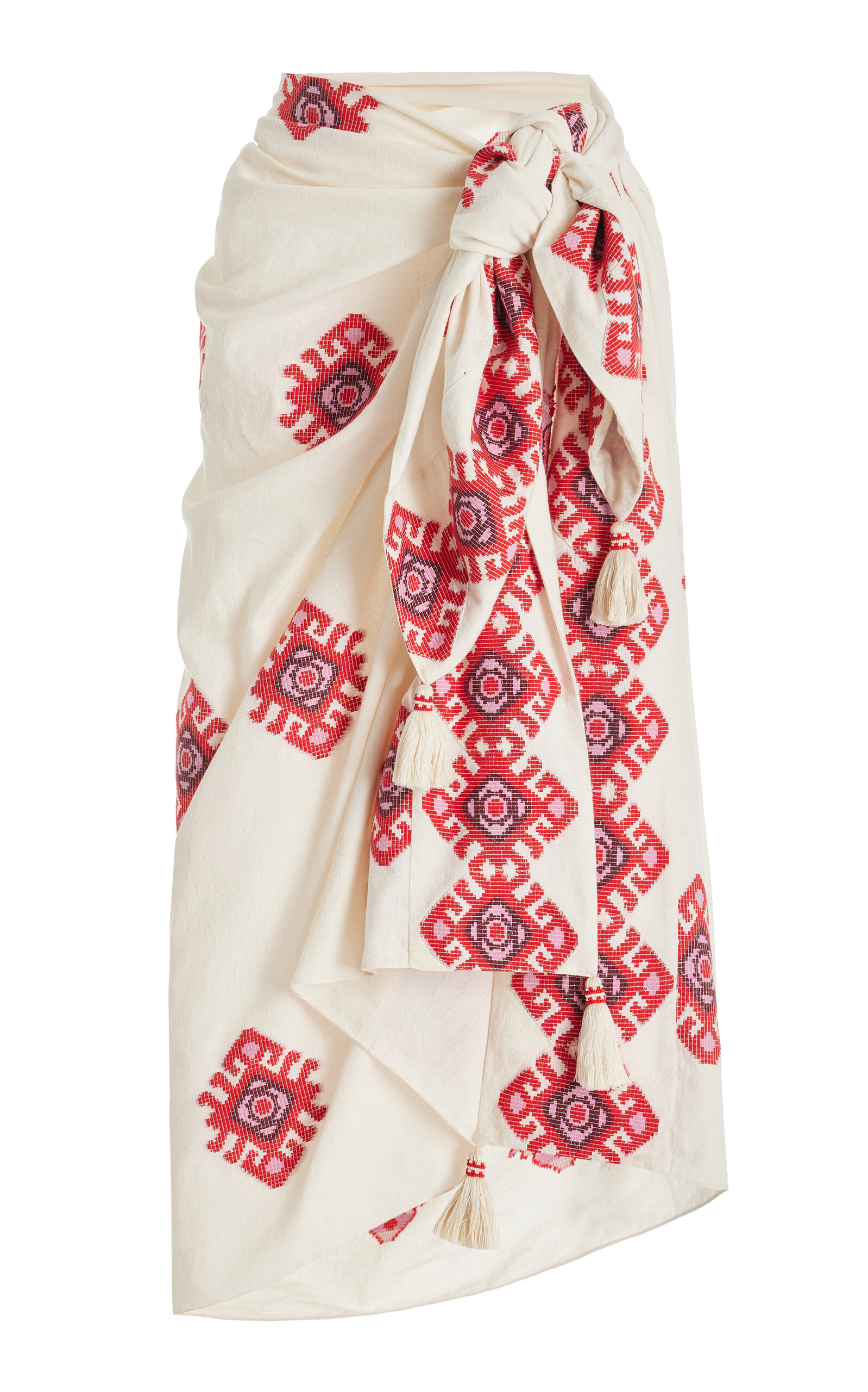 Shop Johanna Ortiz Embroidered Cotton Pareo In Neutral