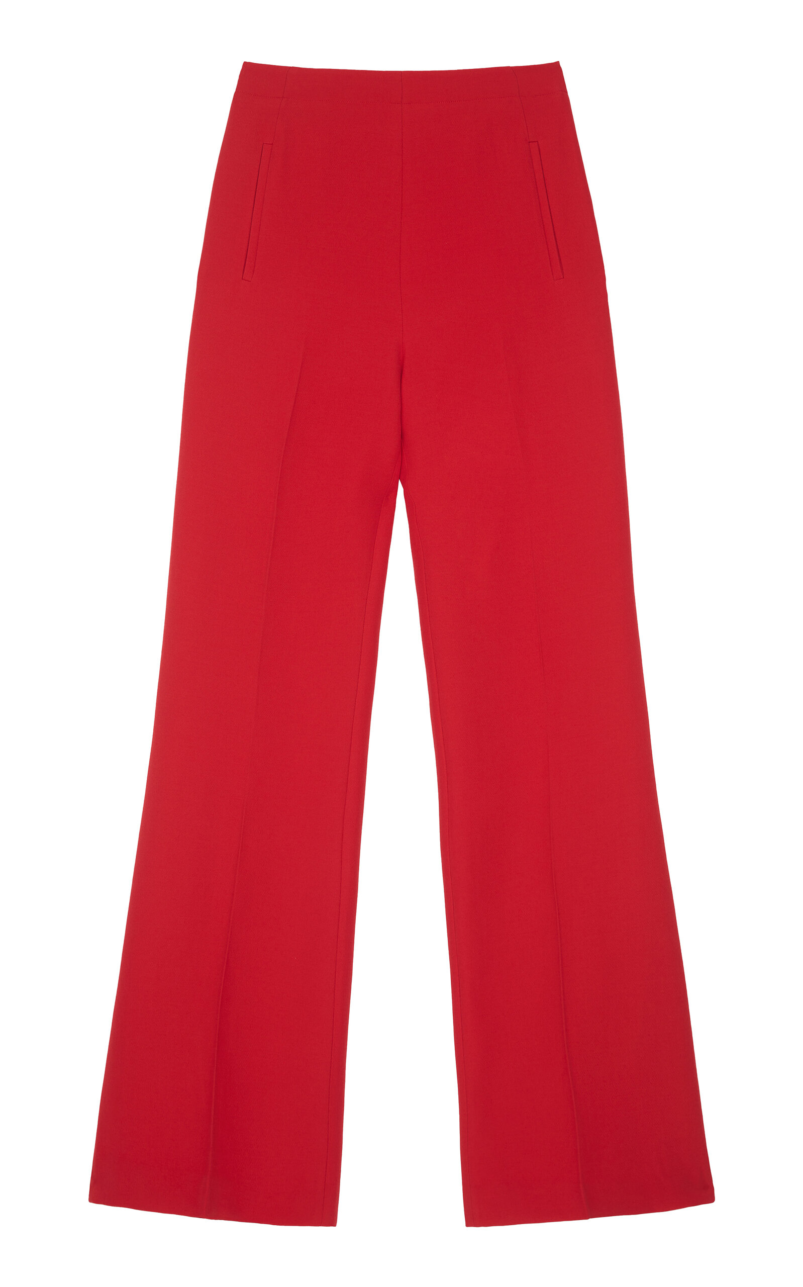 ROLAND MOURET WOMEN'S WIDE LEG SILK WOOL TROUSER RED