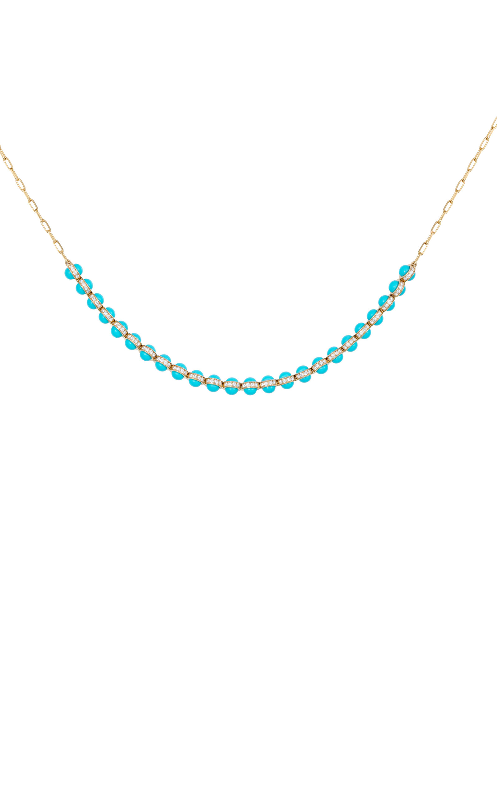 18K Yellow Gold The Cobalt Diamond and Turquoise Enamel Necklace