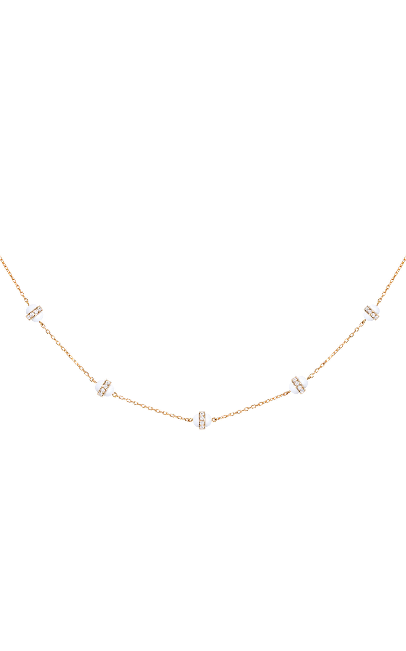 18K Yellow Gold The 5 Dots Hydrogen Diamond and White Enamel Necklace