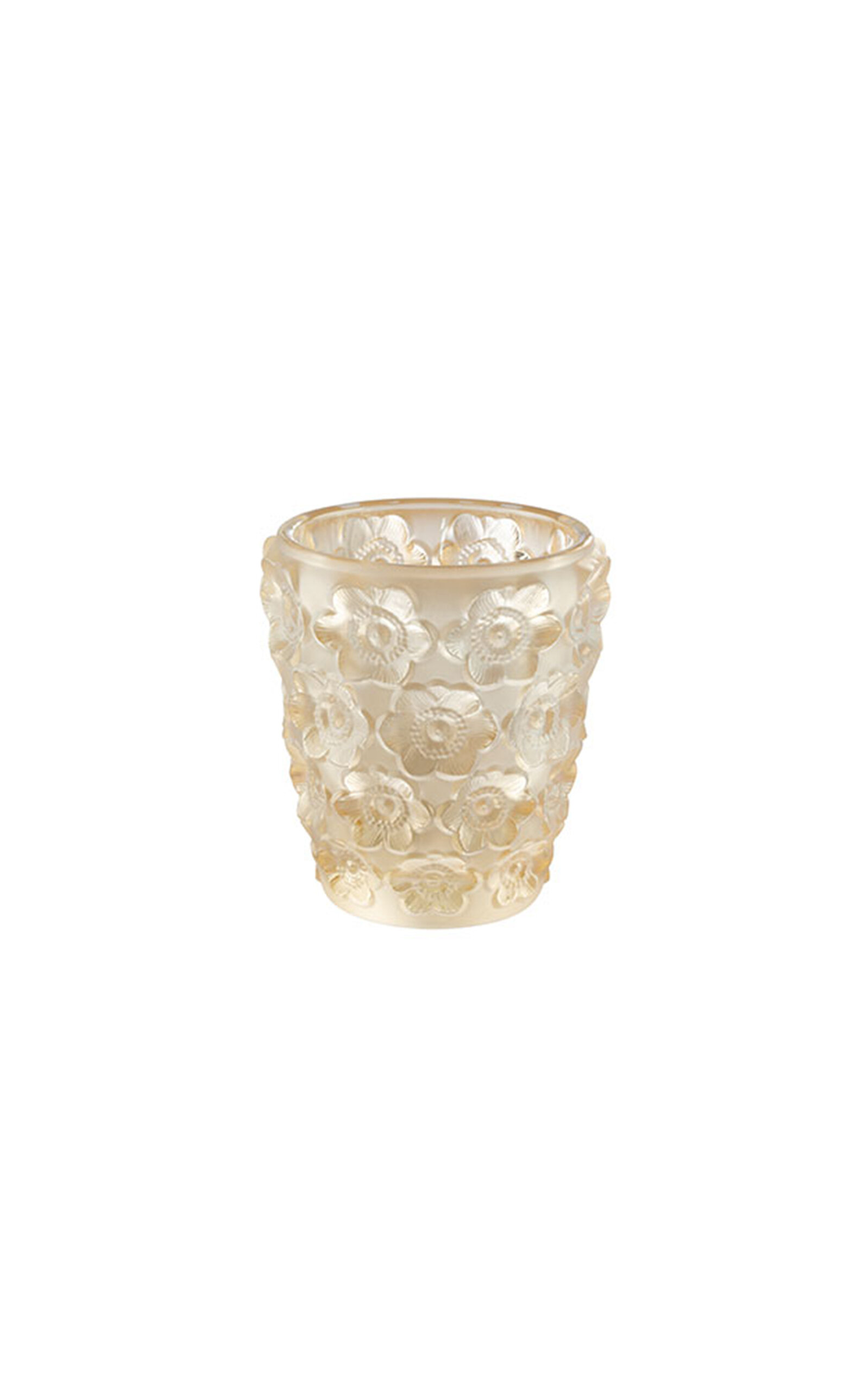 Lalique Anemones Crystal Votive - Gold Luster