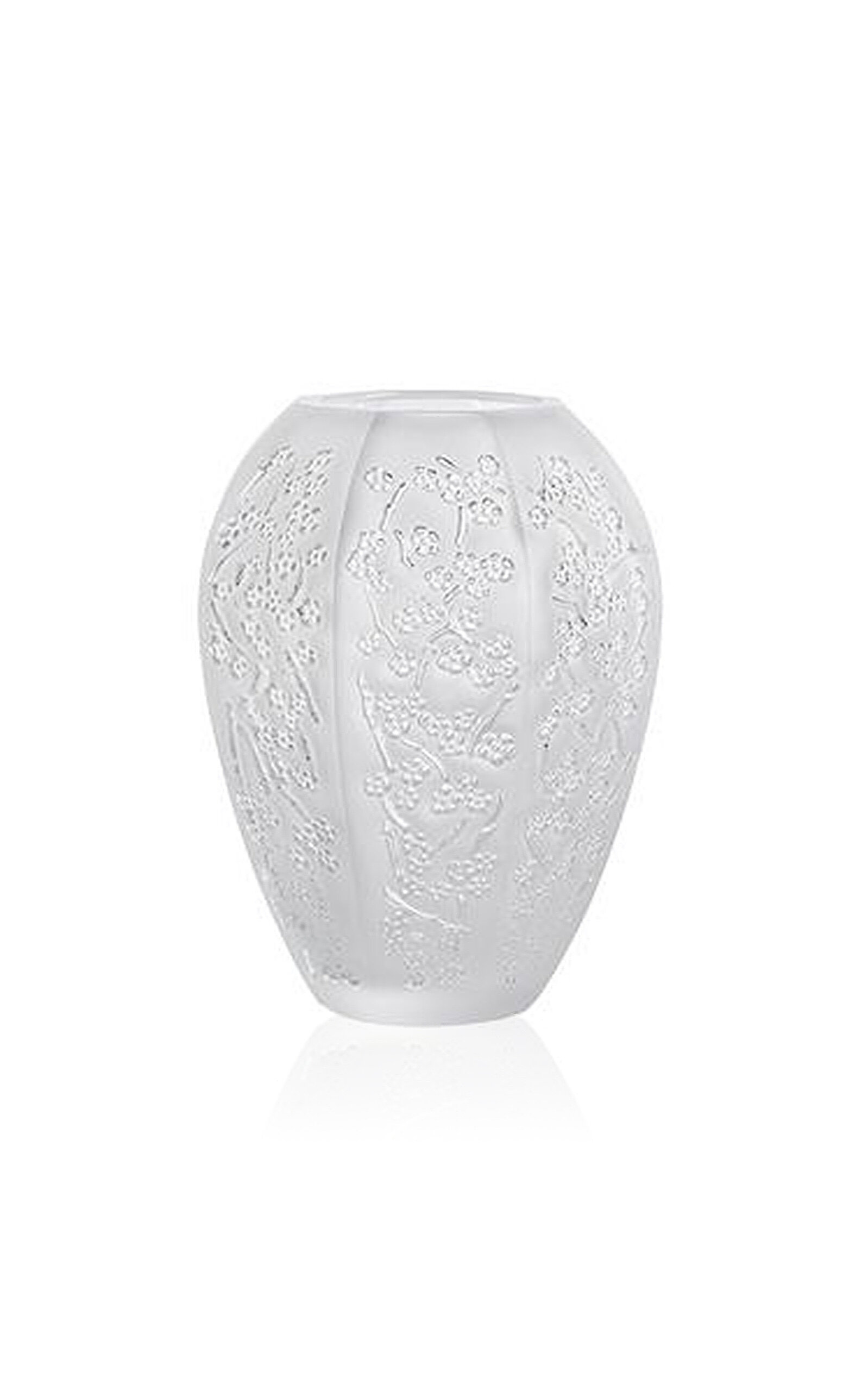 Lalique Sakura Medium Crystal Vase In White