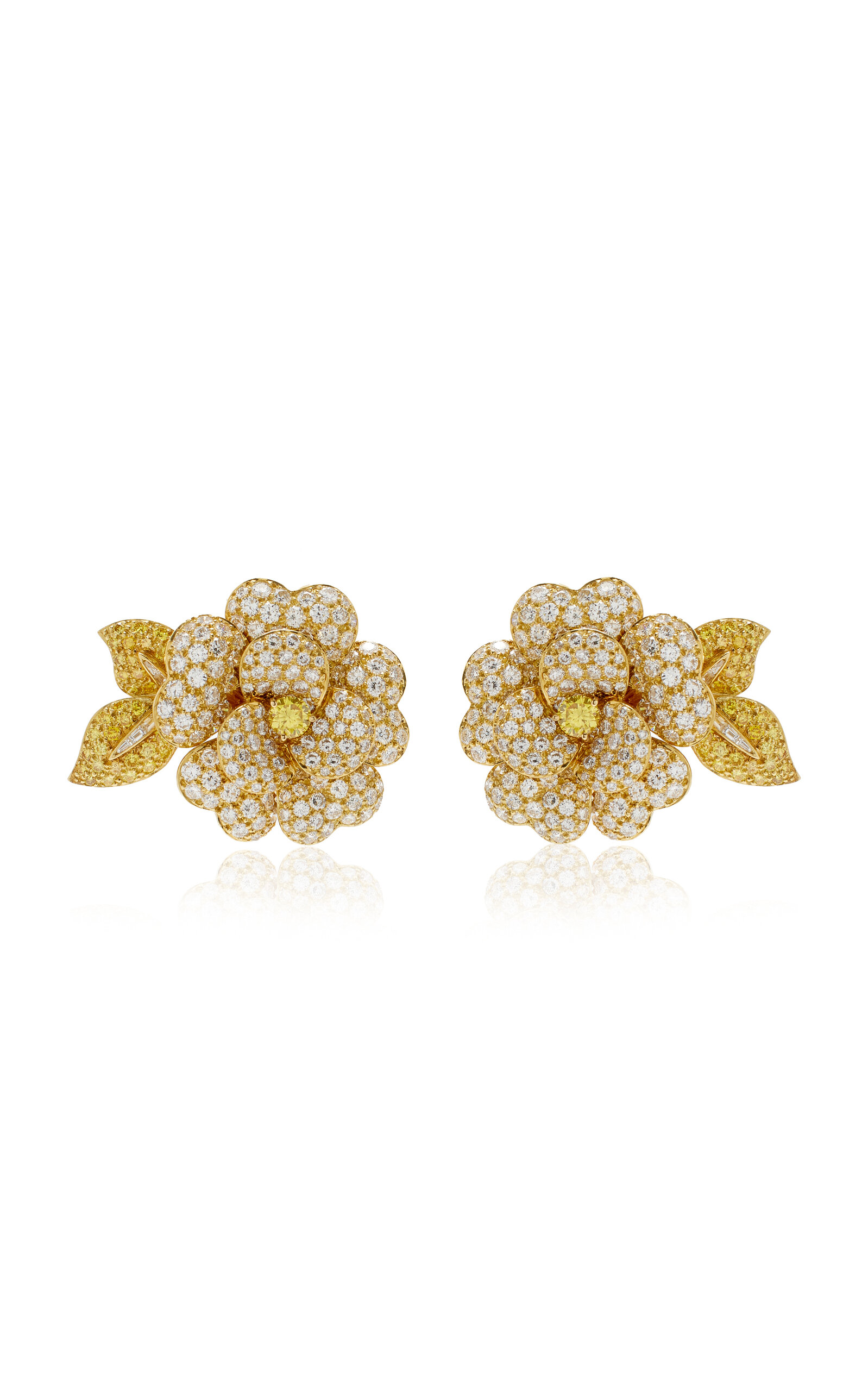 Simon Teakle Fancy Coloured And Colourless Diamond Earrings; By Van Cleef & Arpels In Yellow