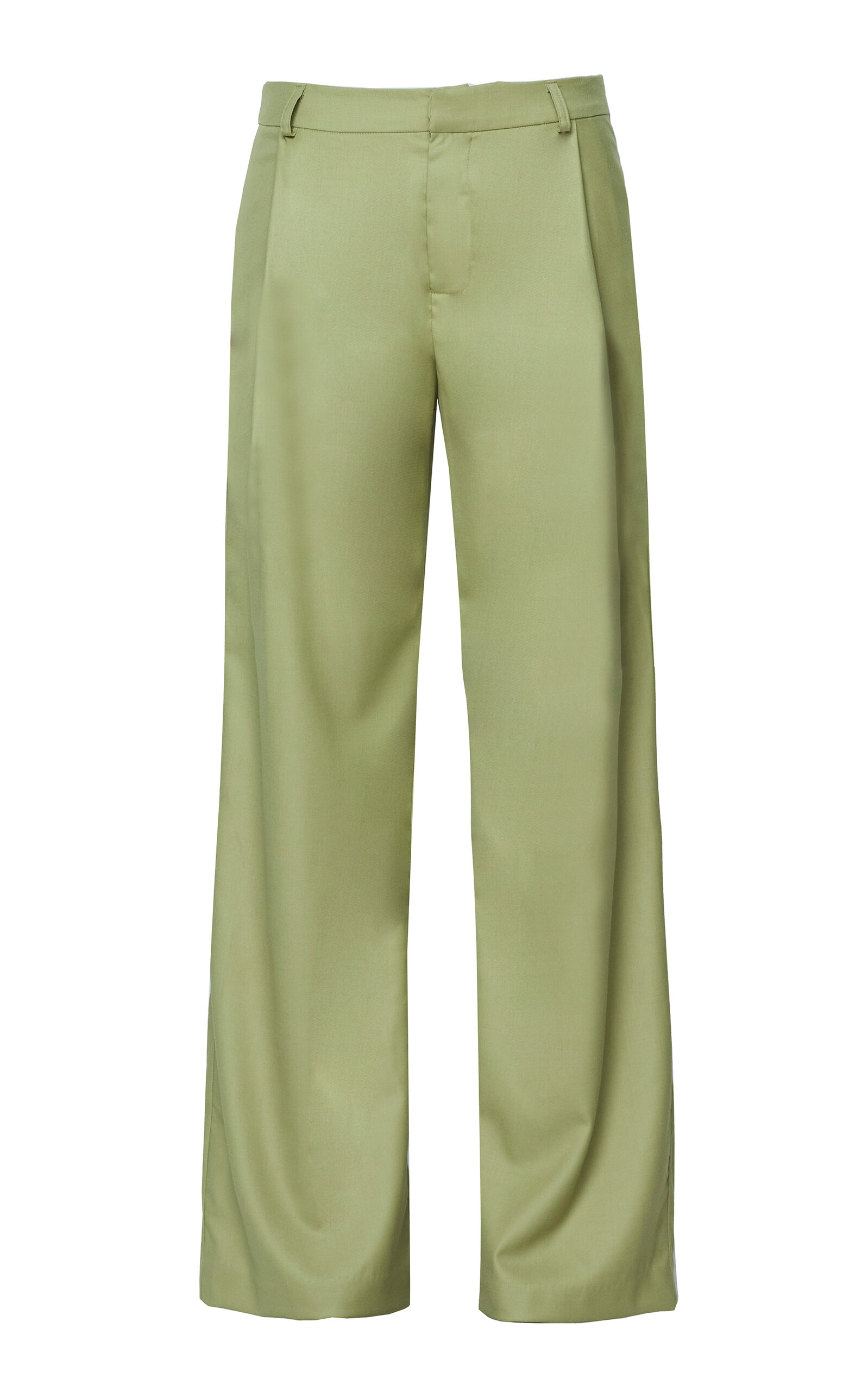 Wynn Hamlyn Lana Wool-linen Wide-leg Trousers In Green