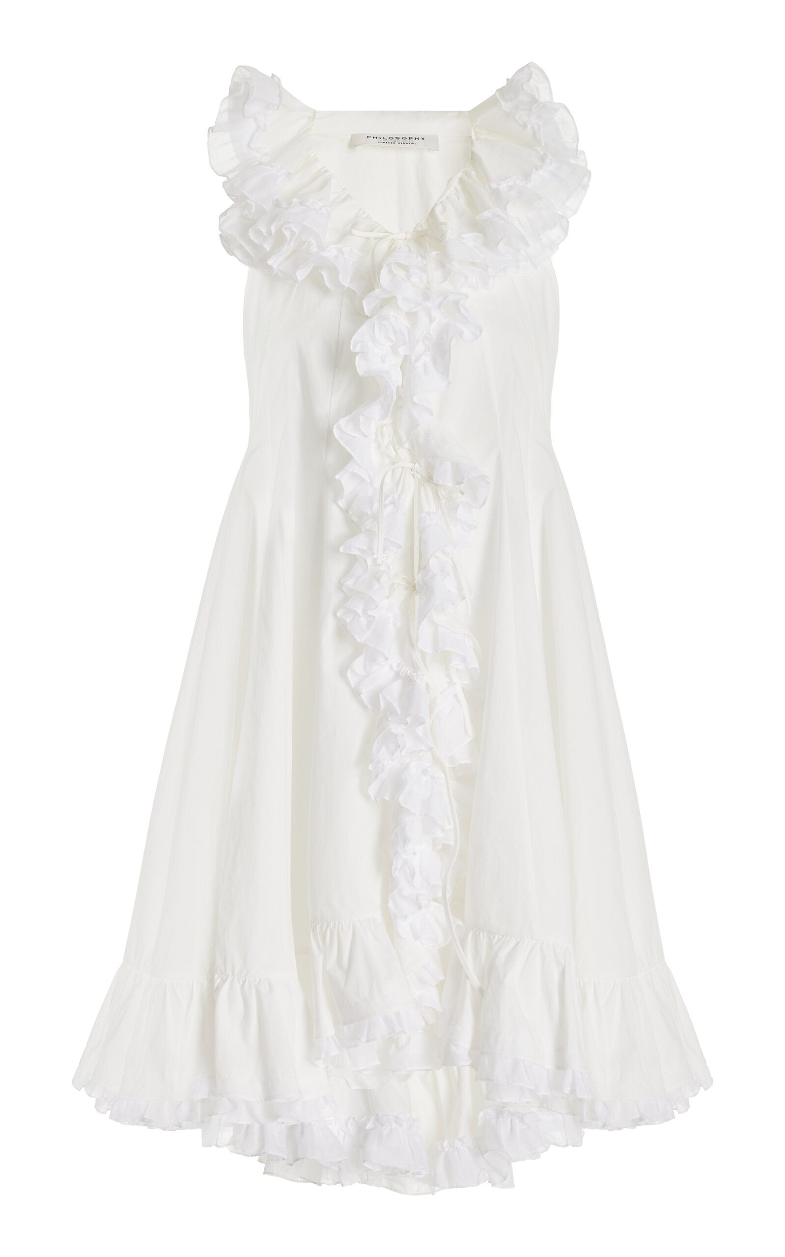 Philosophy Di Lorenzo Serafini Ruffled Cotton Mini Dress In White