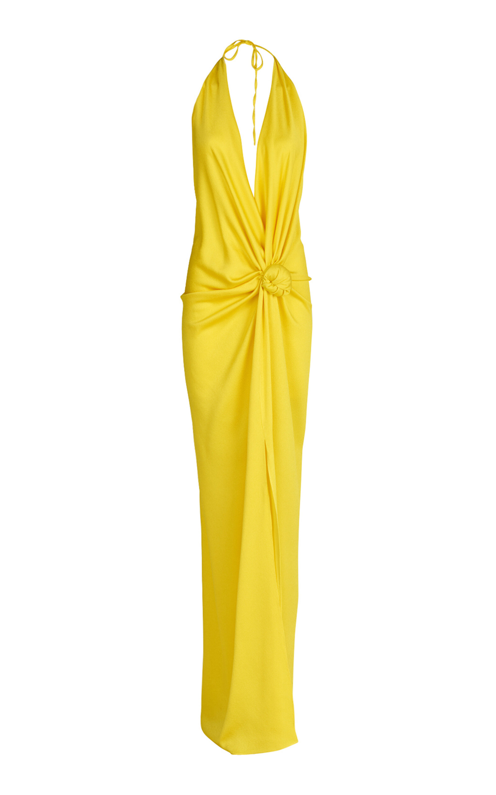 SILVIA TCHERASSI TORGIANO GATHERED HALTER MAXI DRESS