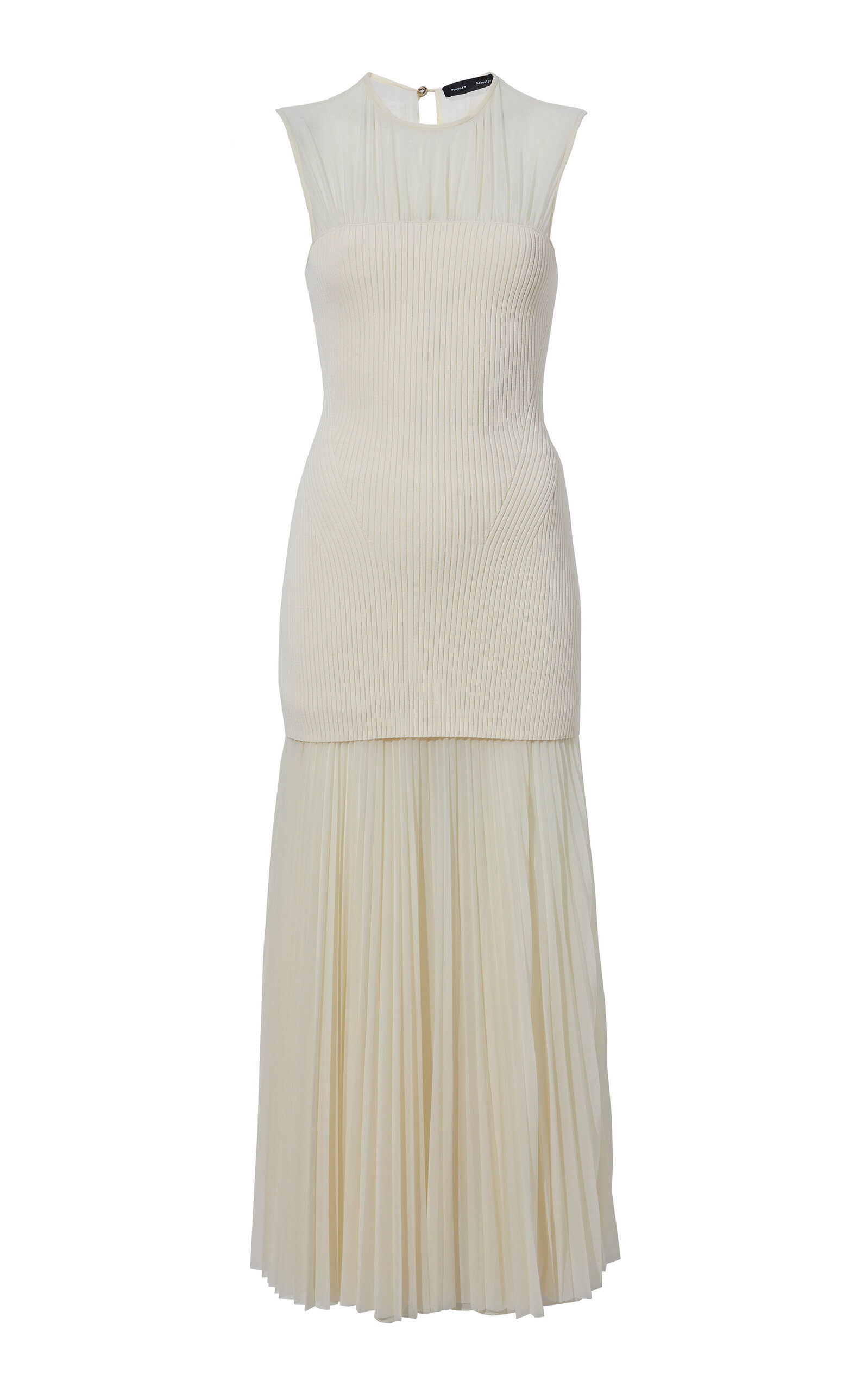 Proenza Schouler Pleated Knit Jersey Midi Dress In Ivory