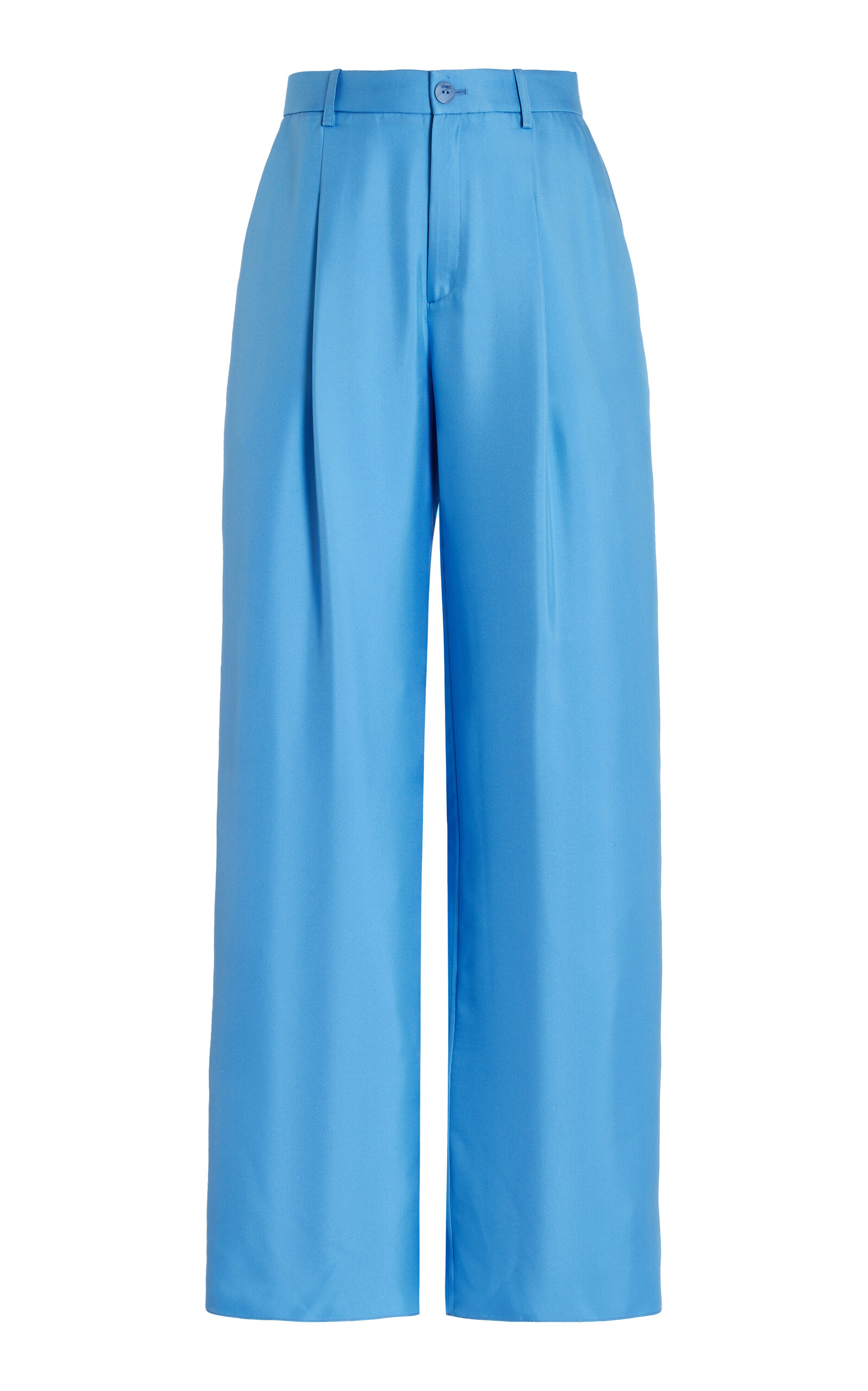 Lapointe Pleated Organic Silk Wide-leg Trousers In Sky Blue