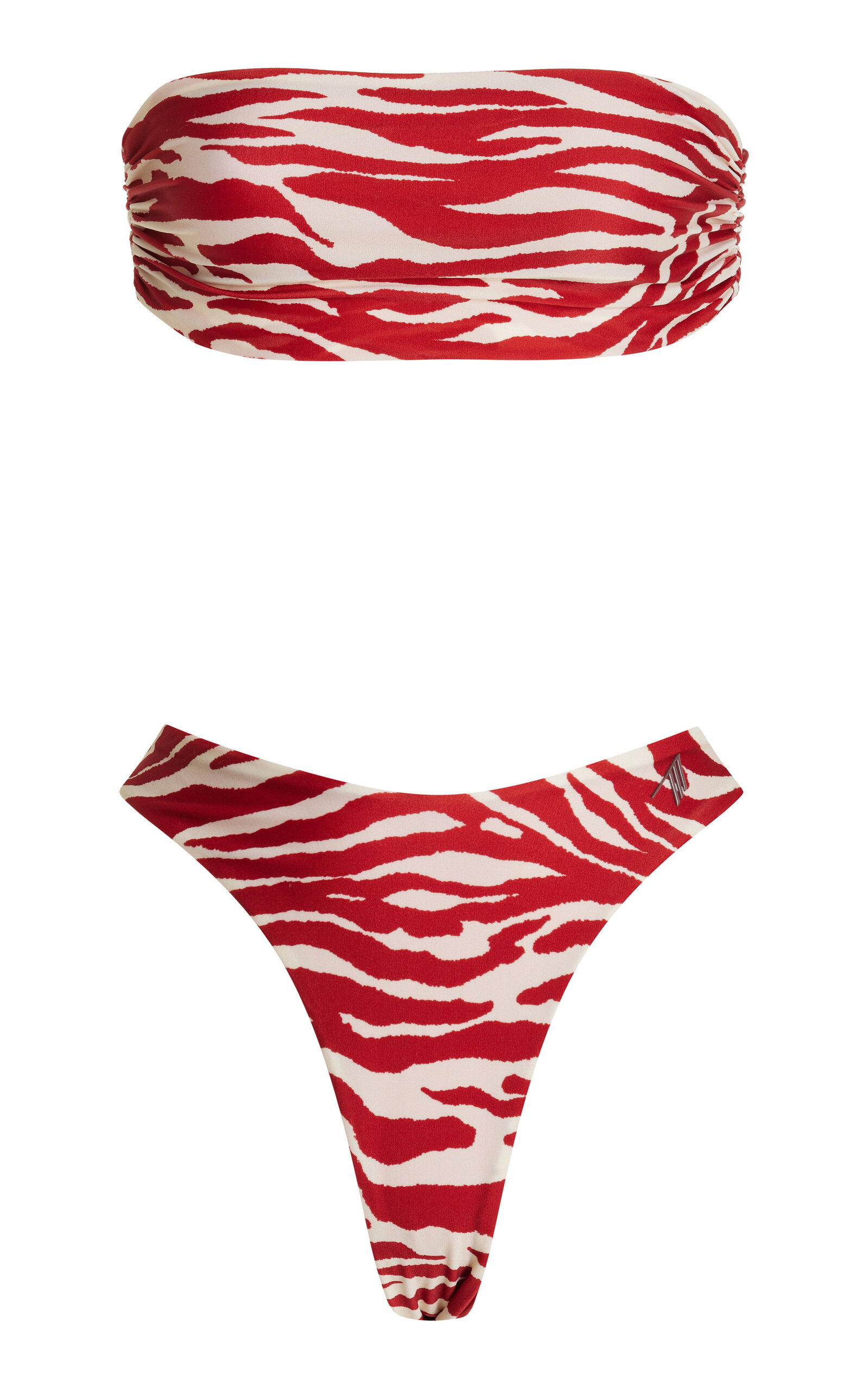 Shop Attico Printed Bandeau Bikini Set In Animal