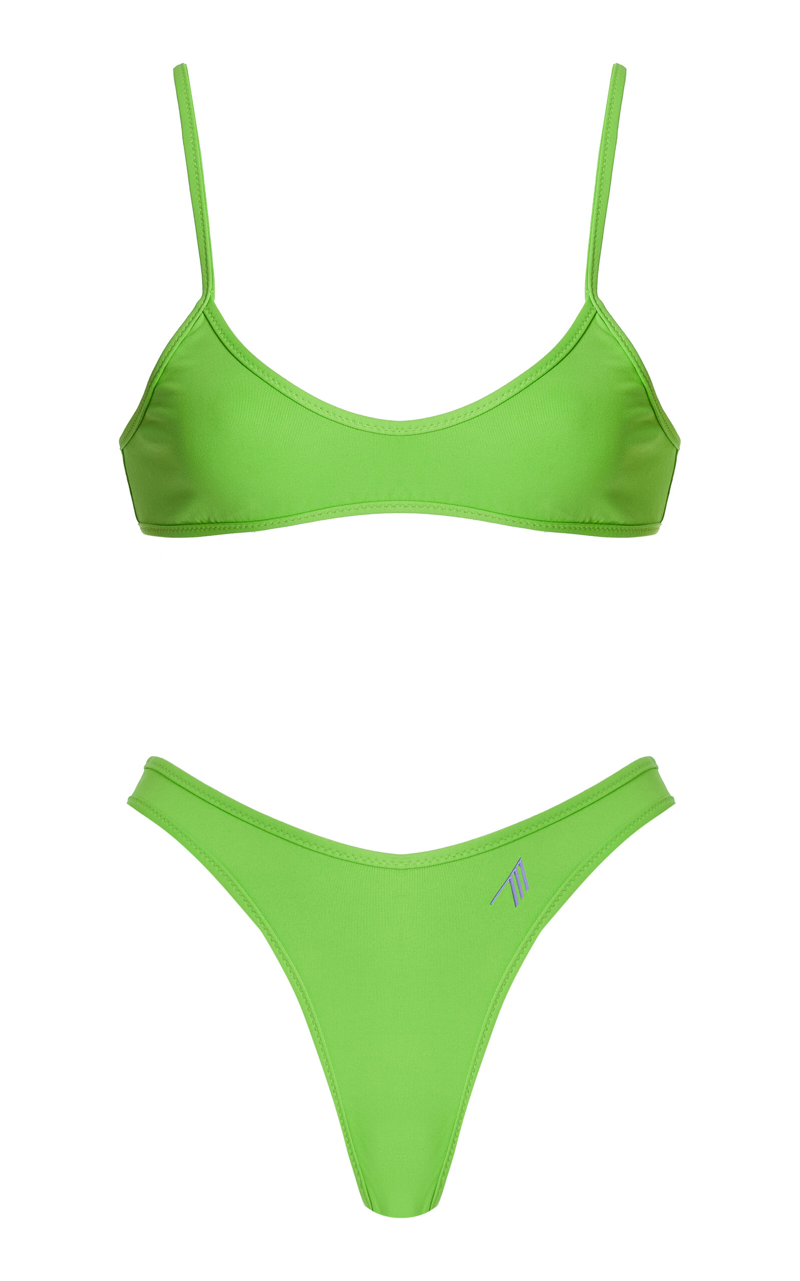 Shop Attico Scooped Bikini Set In Green
