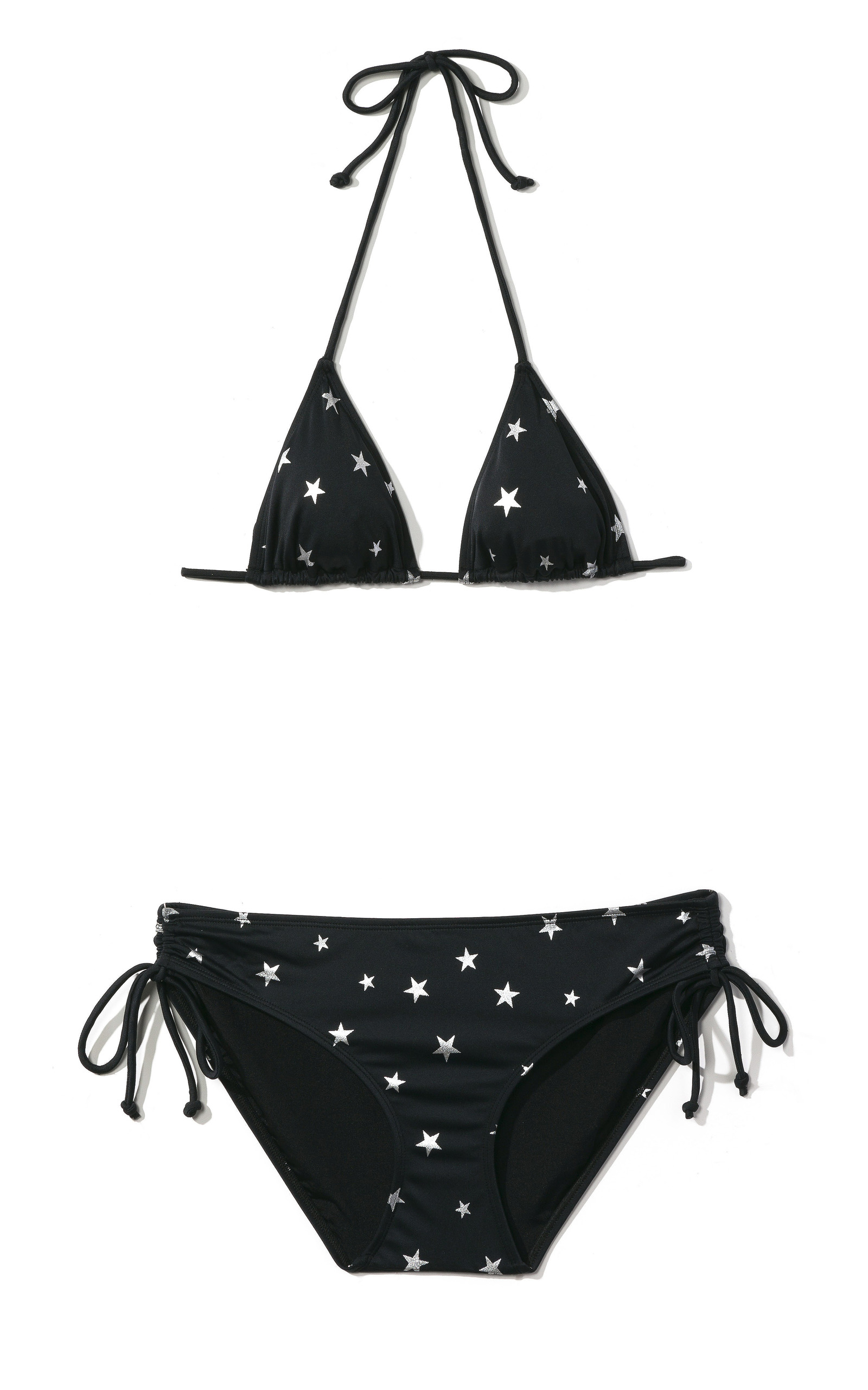 black bikini with white stars