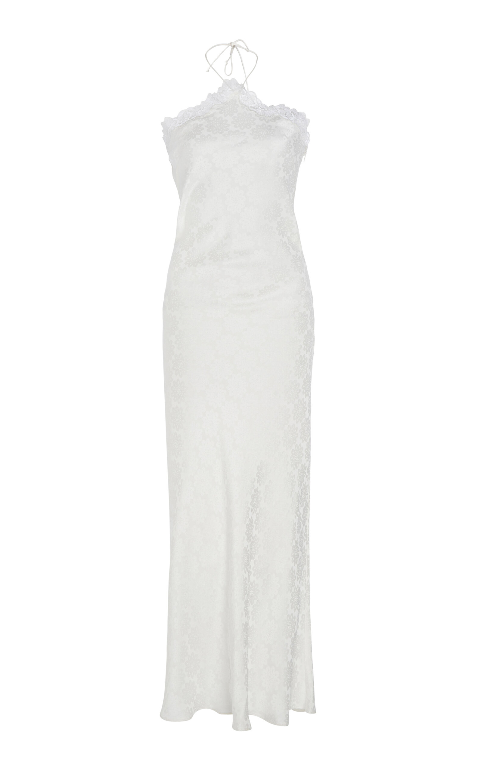 Stella Mccartney Lace-trimmed Floral Jacquard Midi Dress In White