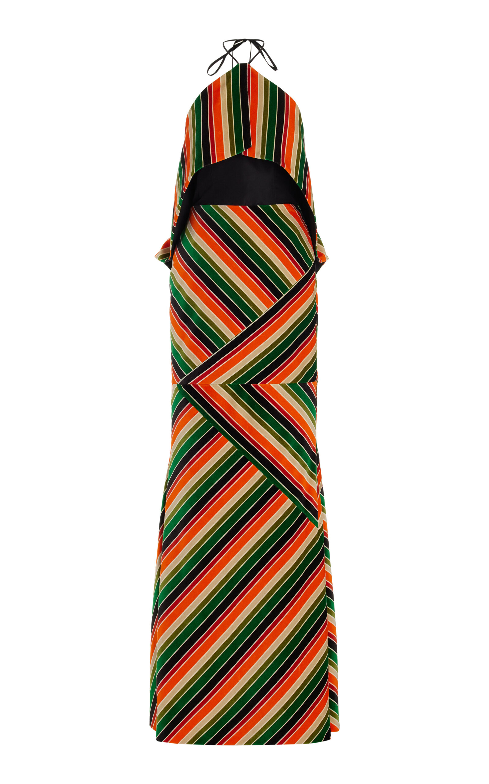 Bullseye Striped Cotton Maxi Halter Dress