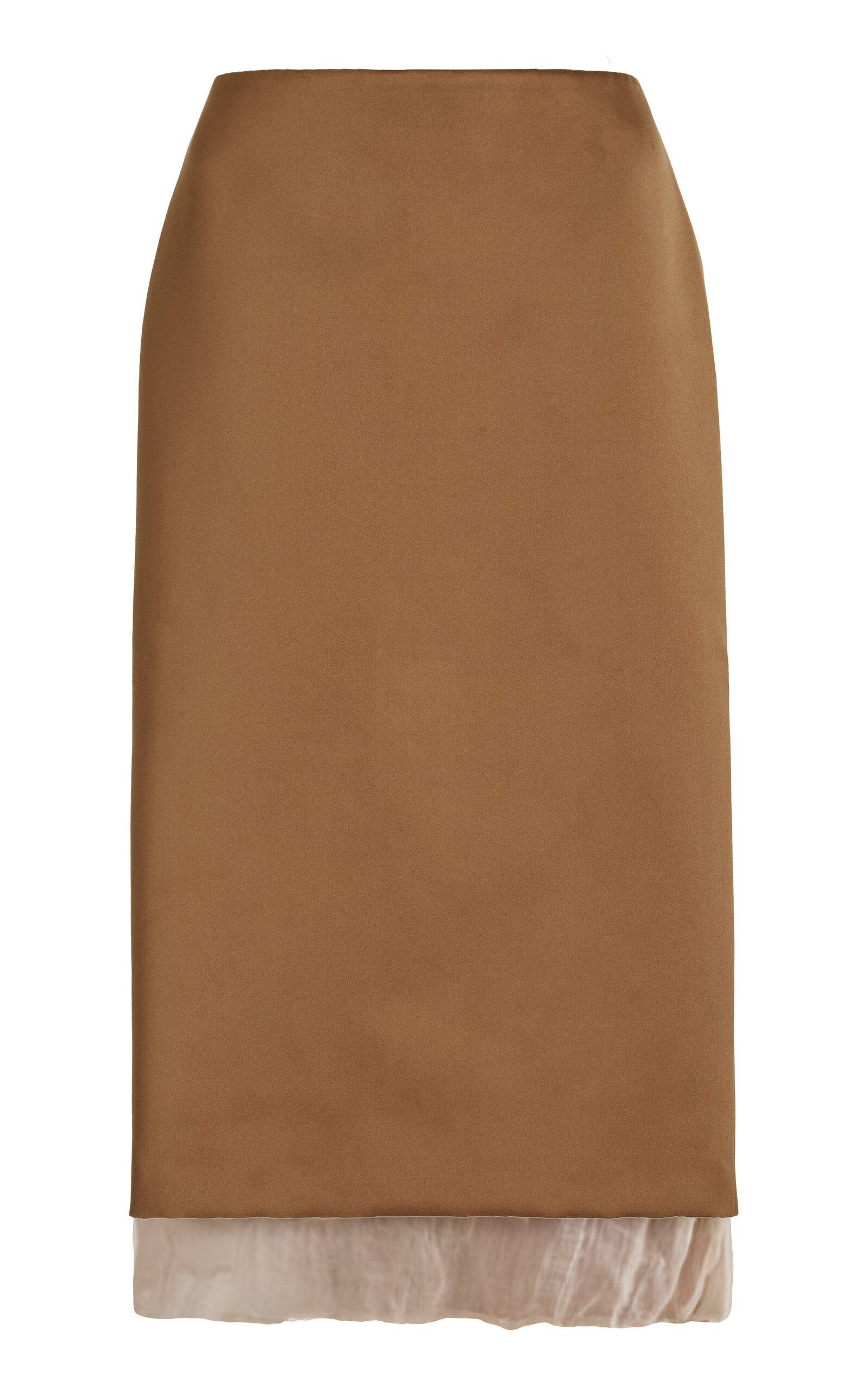 Fannie Gauze-Trimmed Satin Midi Skirt