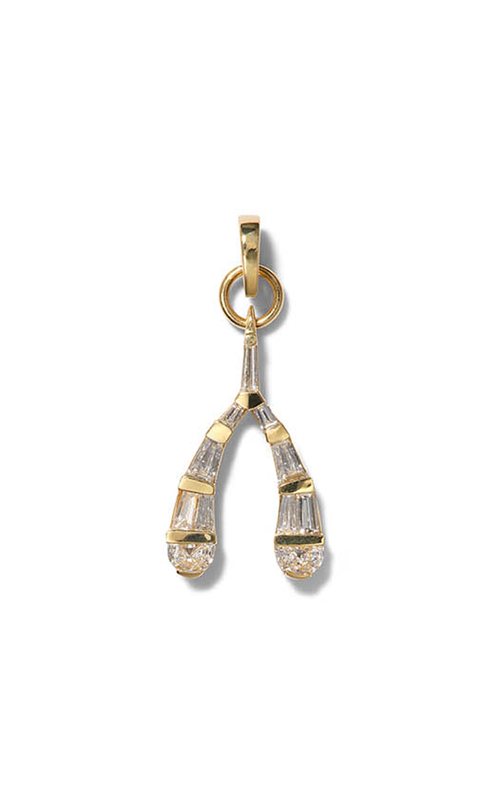 Wishbone 18K Yellow Gold Diamond Pendant