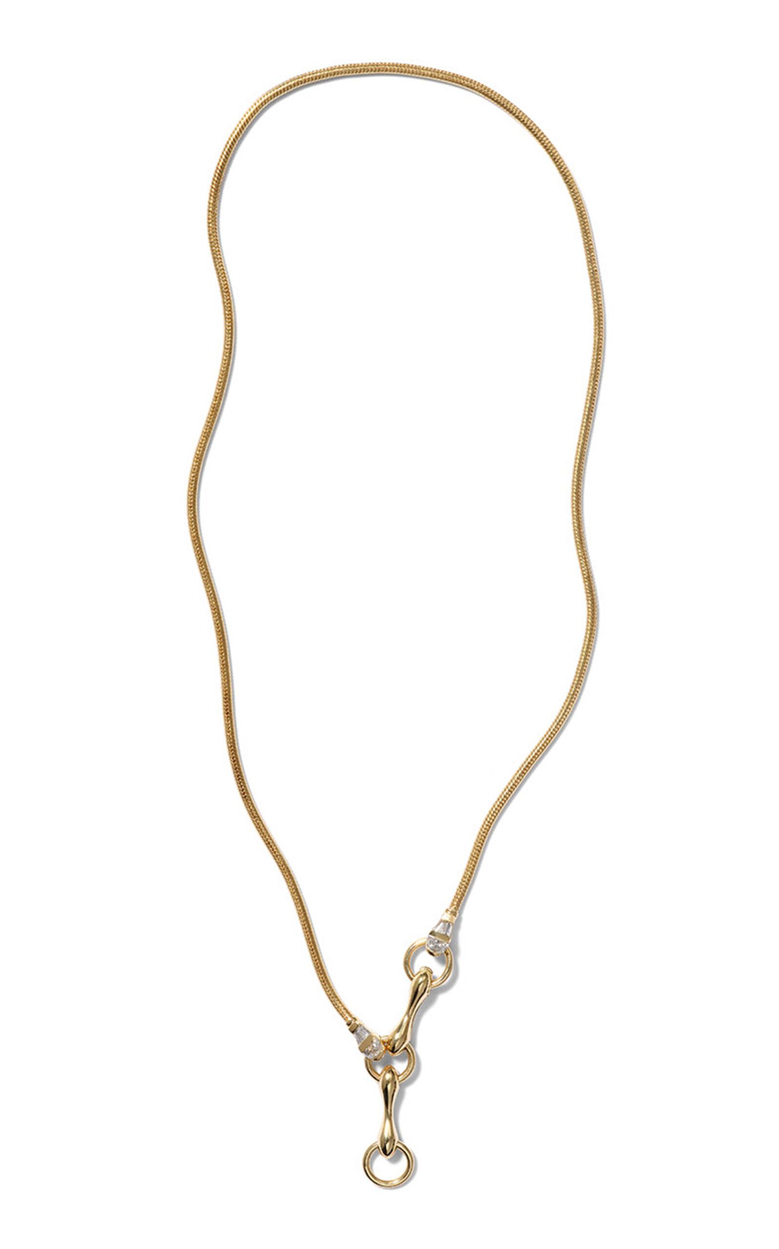 Baton & Snake 18K Yellow Gold Diamond Chain Necklace